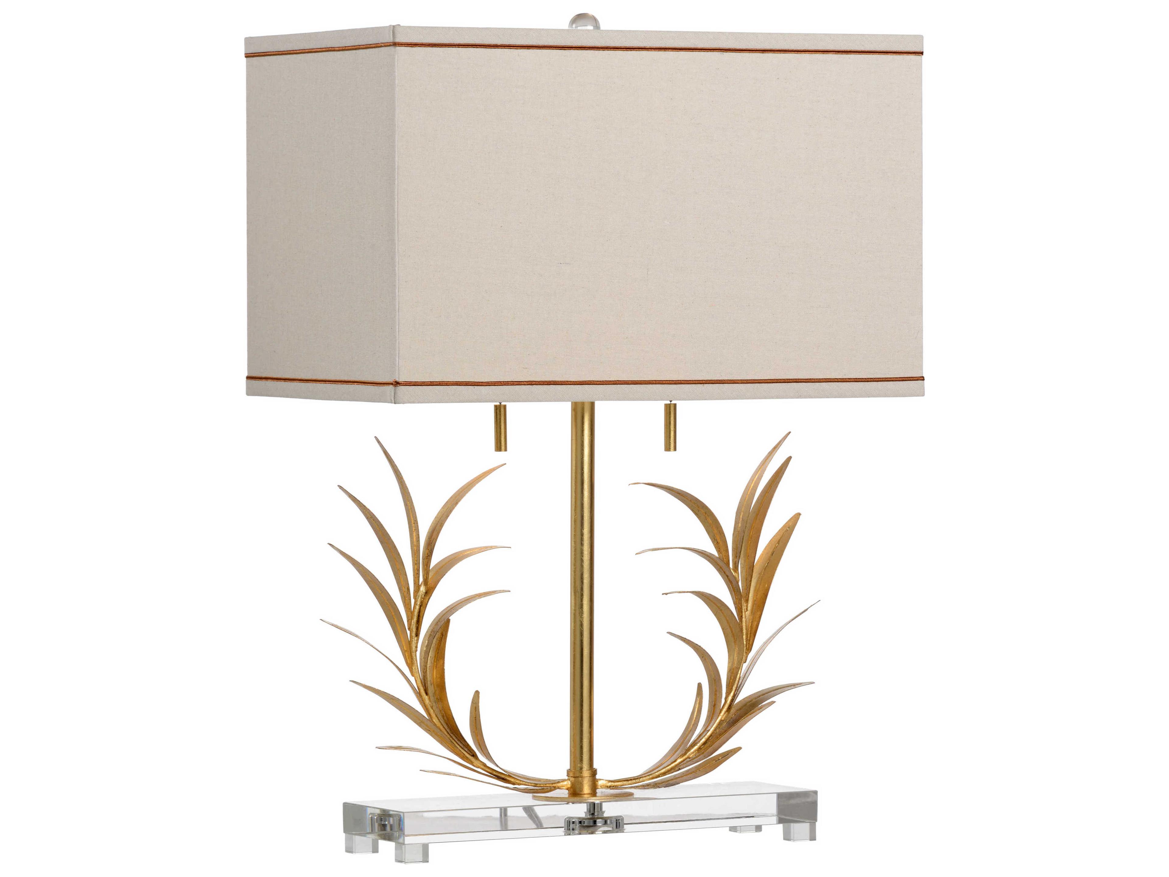 Chelsea House Crystal Antique Gold Leaf Clear Buffet Lamp