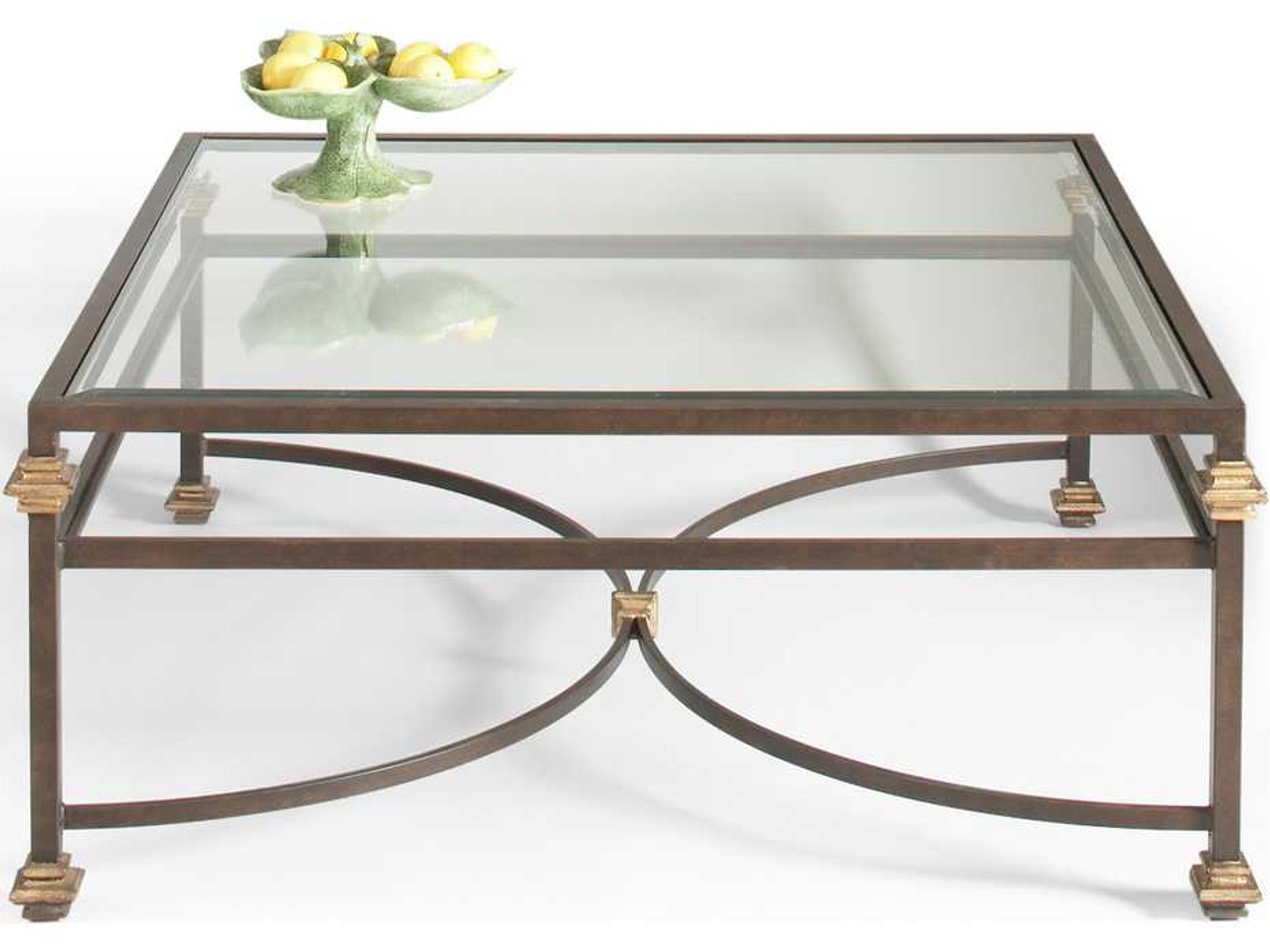 Collar Square Glass Bronze With Gold Accent Coffee Table