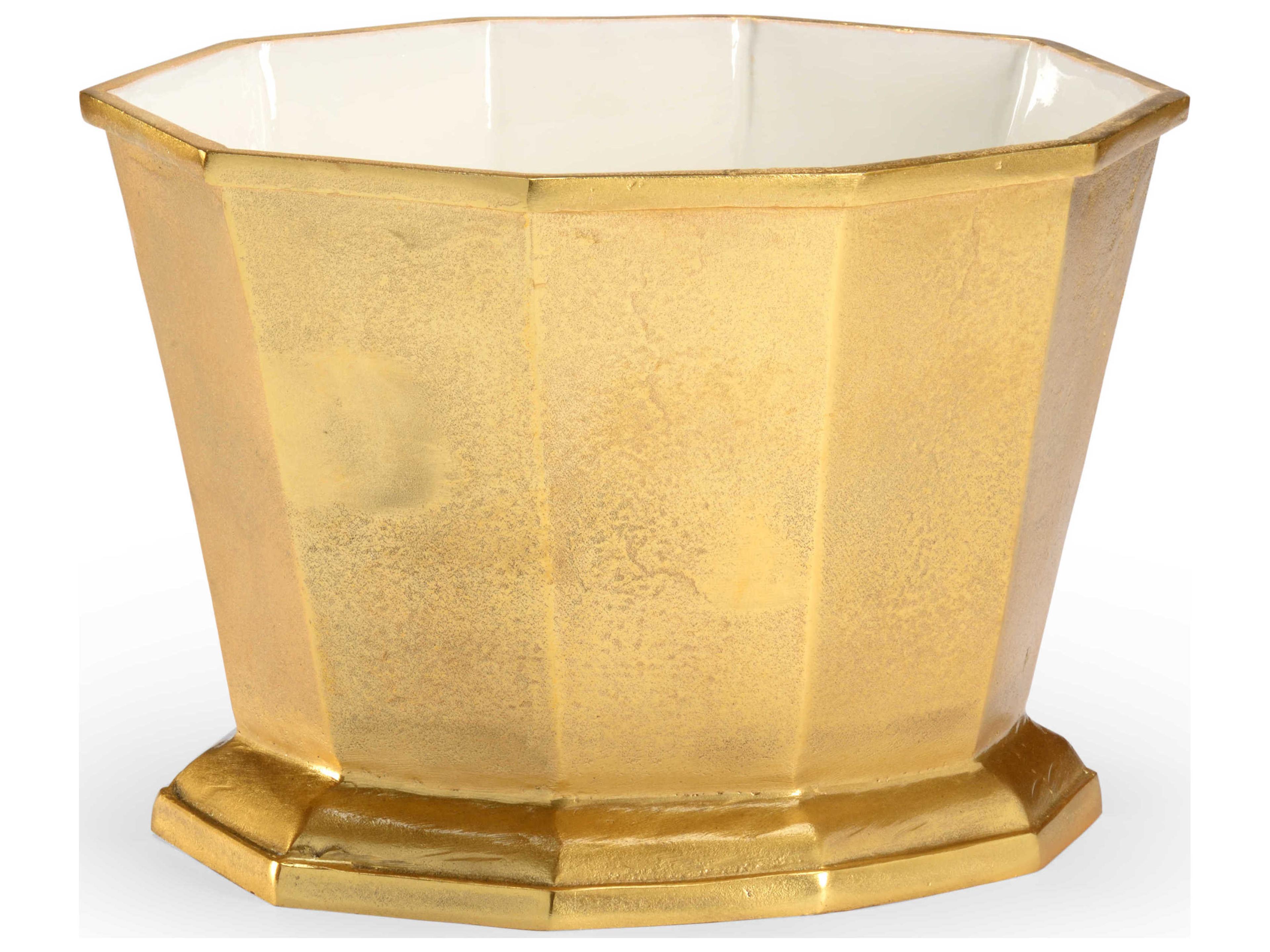 Chelsea House Metallic Gold / White Enameled Ice Bucket