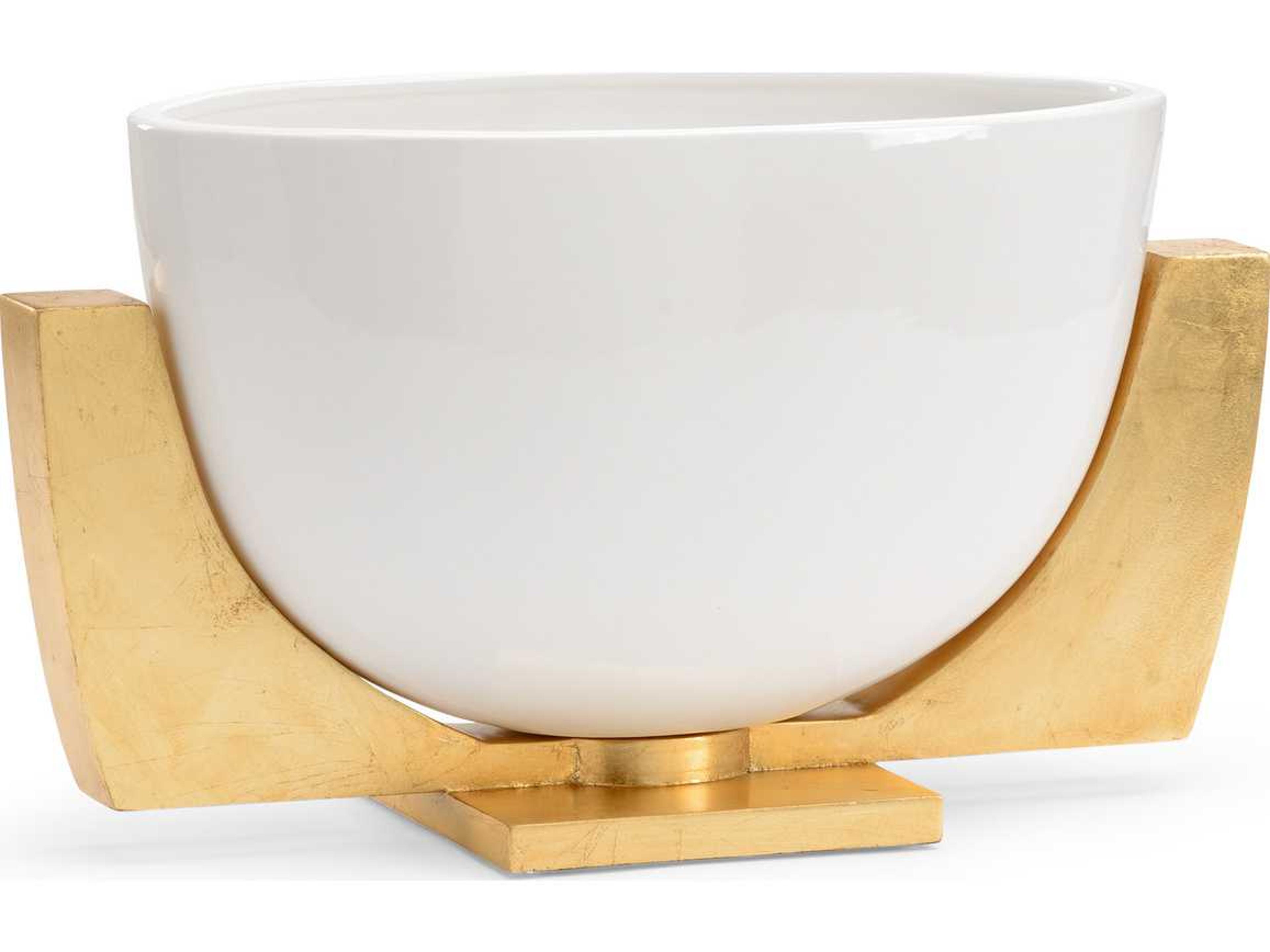 Chelsea House Lander White with Antique Gold Leaf Bowl