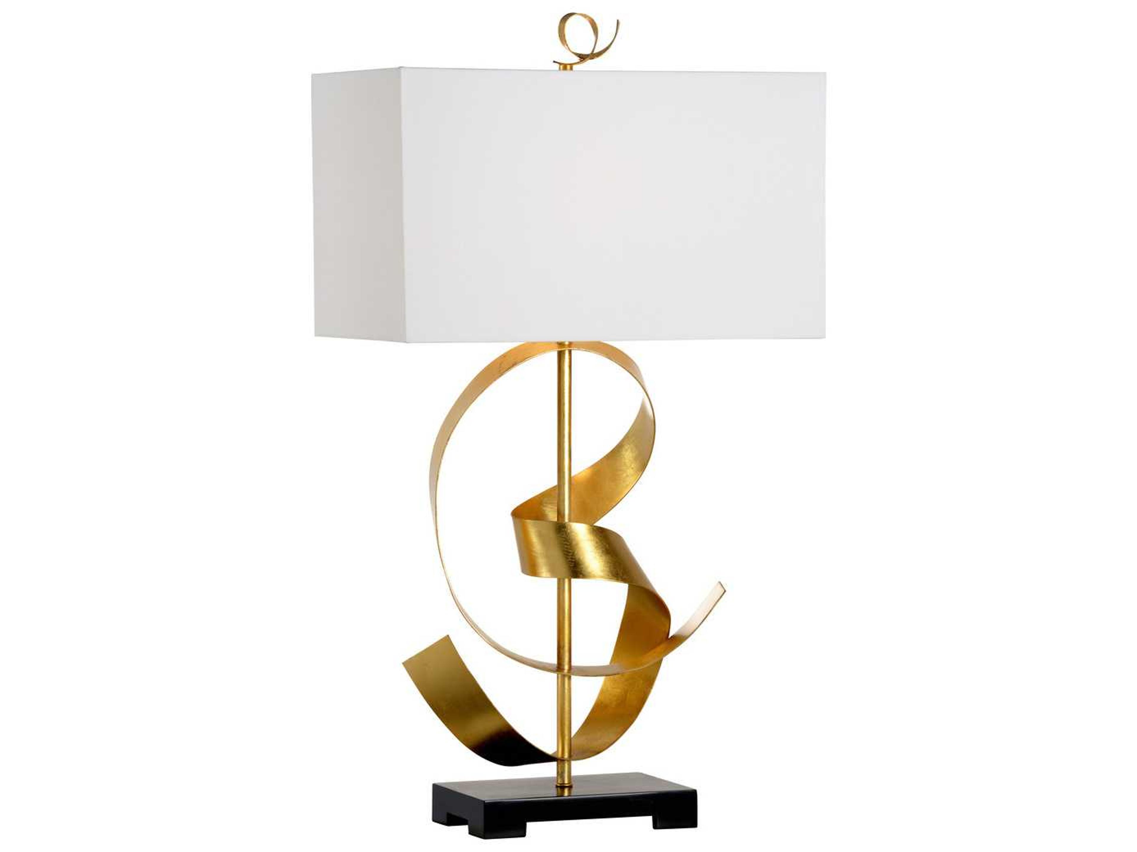 Chelsea House Ribbon Antique Gold Leaf on Black Brown Buffet Lamp