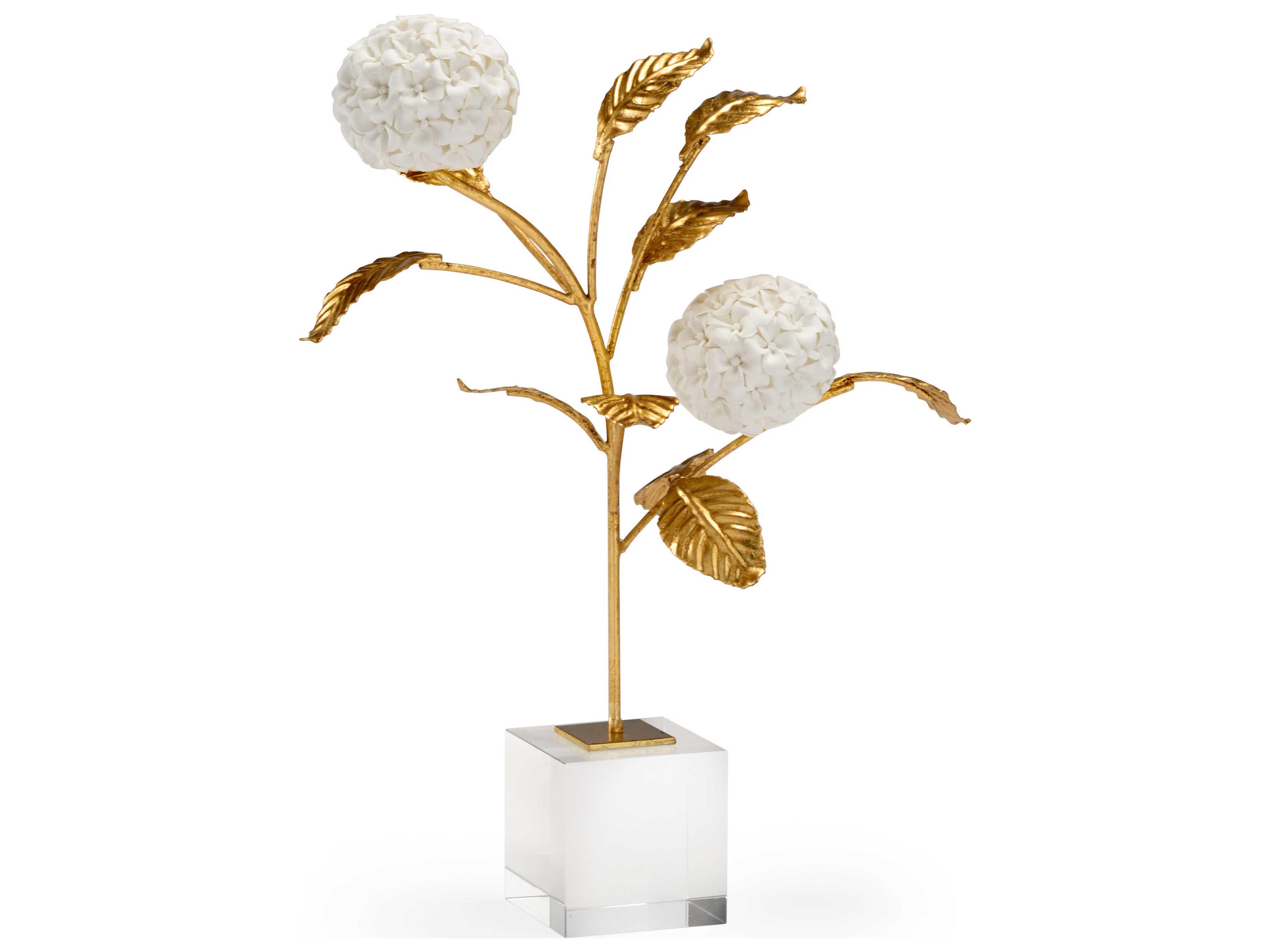 Antique Gold / White Glaze 15" High Sculpture