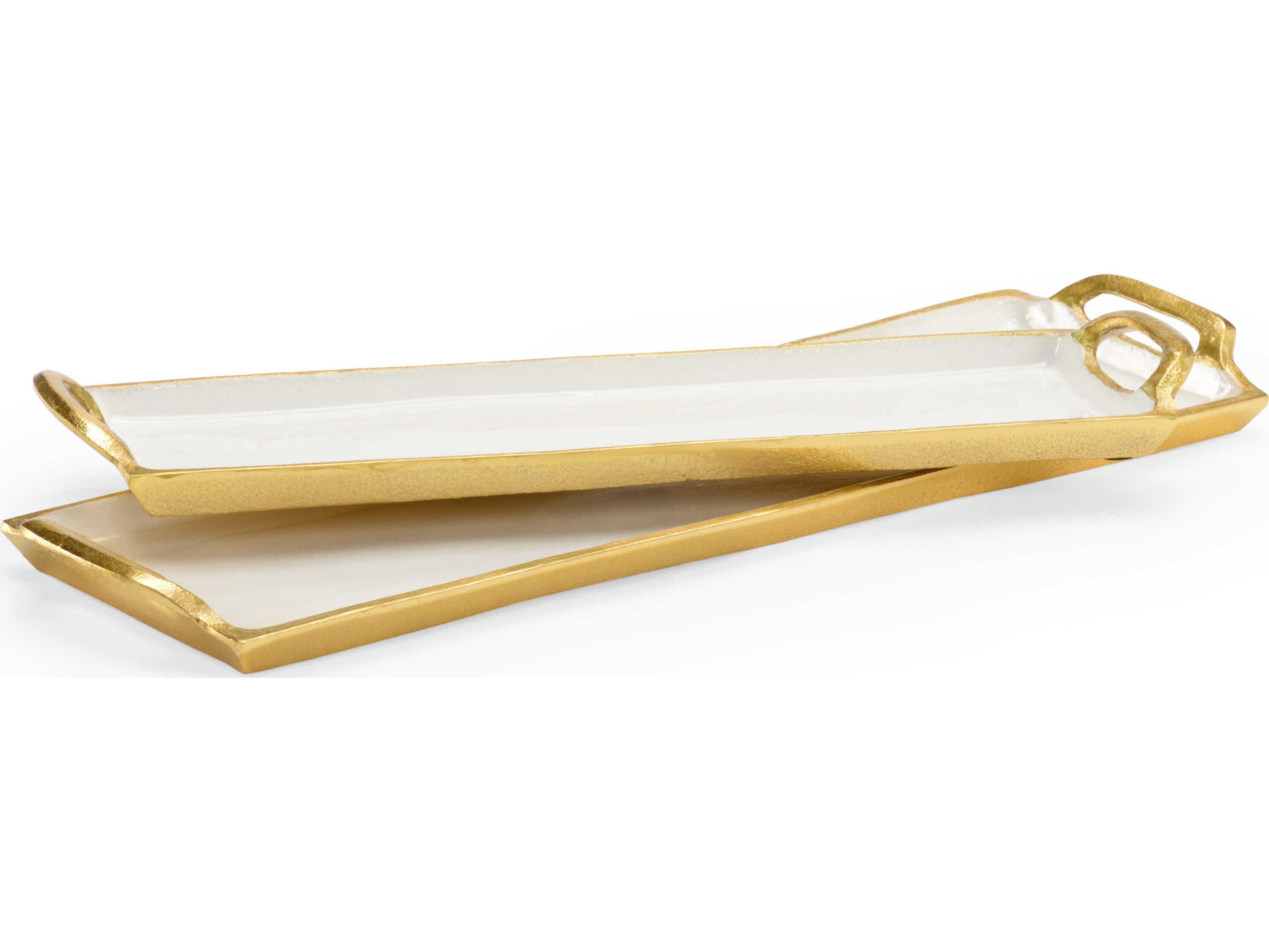 Chelsea House White / Metallic Gold Serving Tray