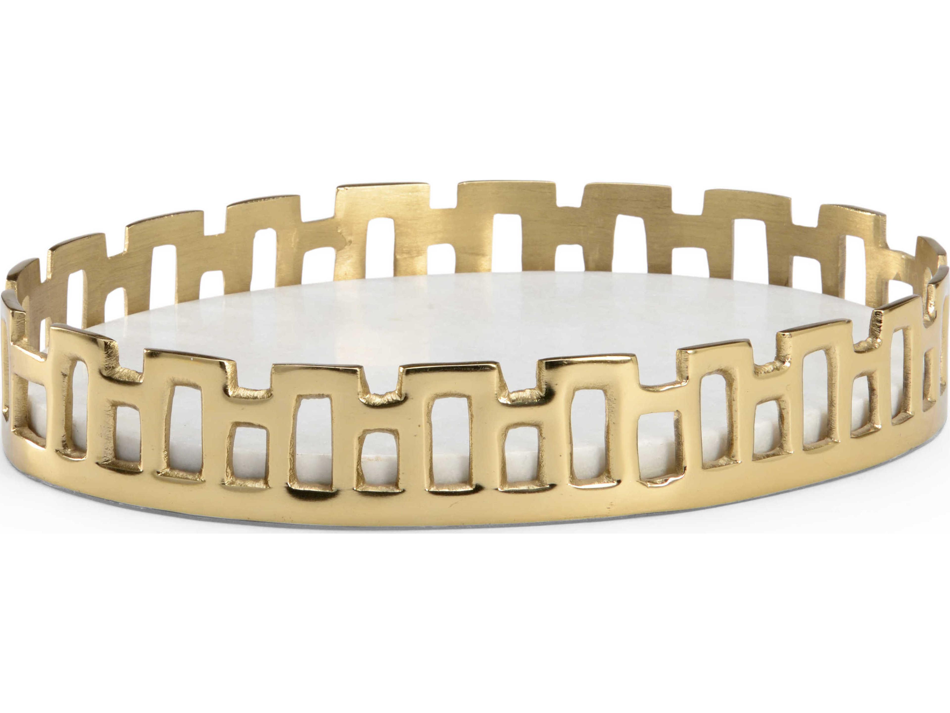 Chelsea House Antique Brass / Natural White 14" Serving Tray