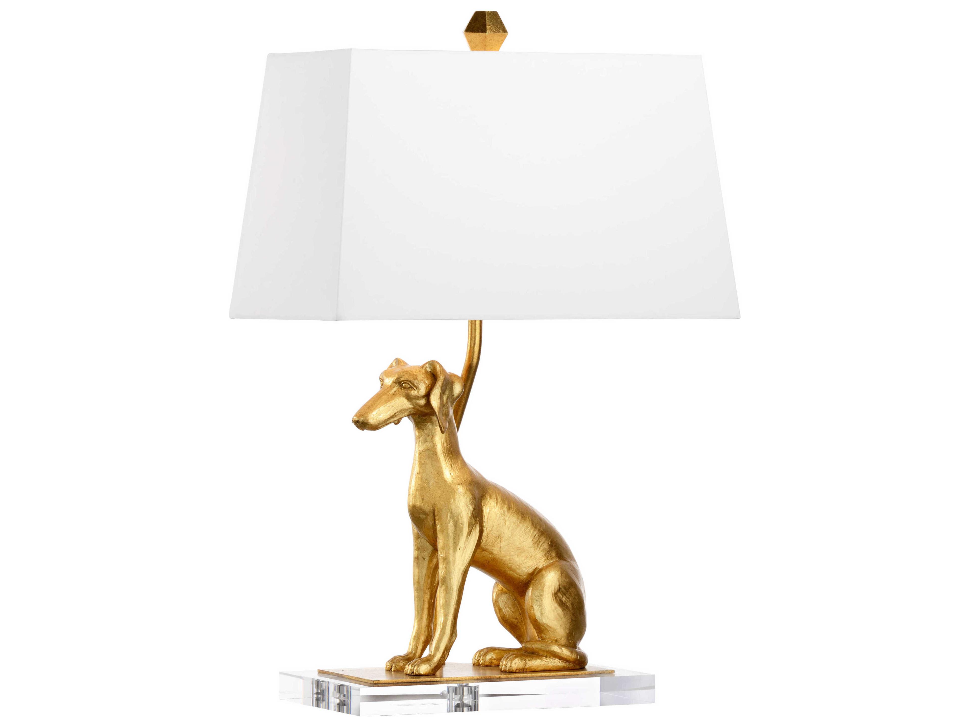 Left Facing Antique Gold Leaf Table Lamp