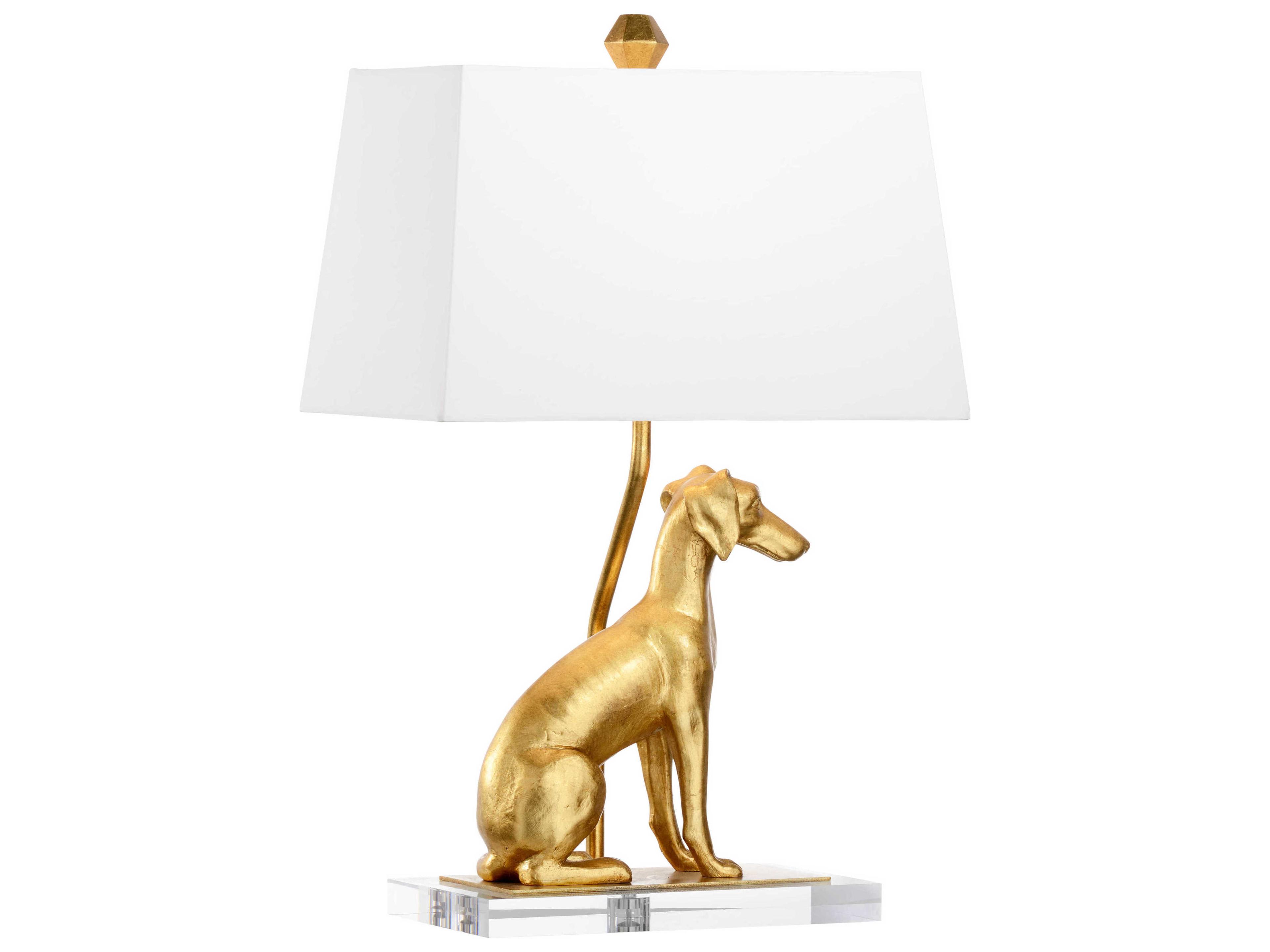 Right Facing Antique Gold Leaf Table Lamp