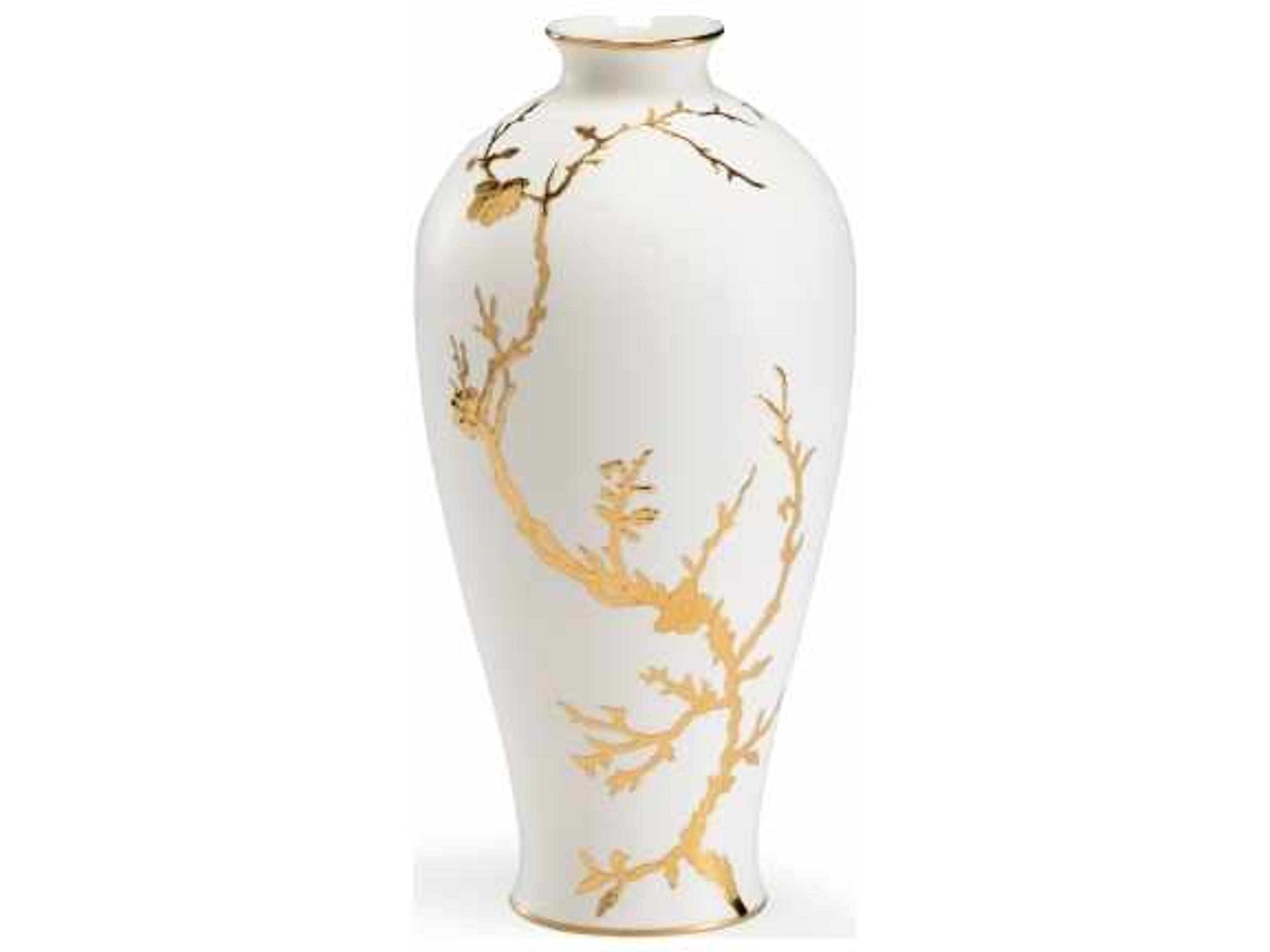 Chelsea House Nanshan Matte White and Metallic Gold Vase