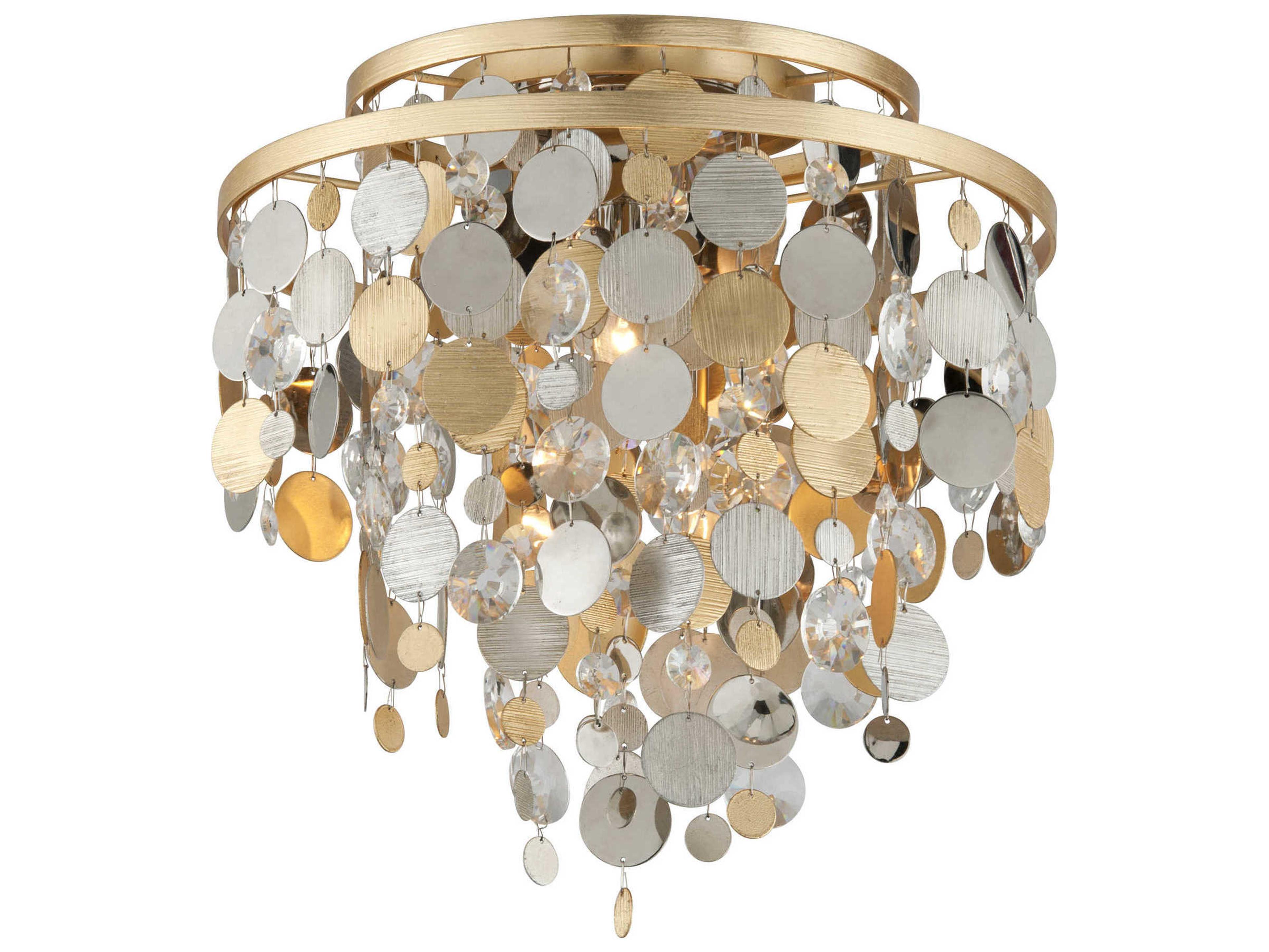 Ambrosia Gold Crystal Tiered Flush Mount
