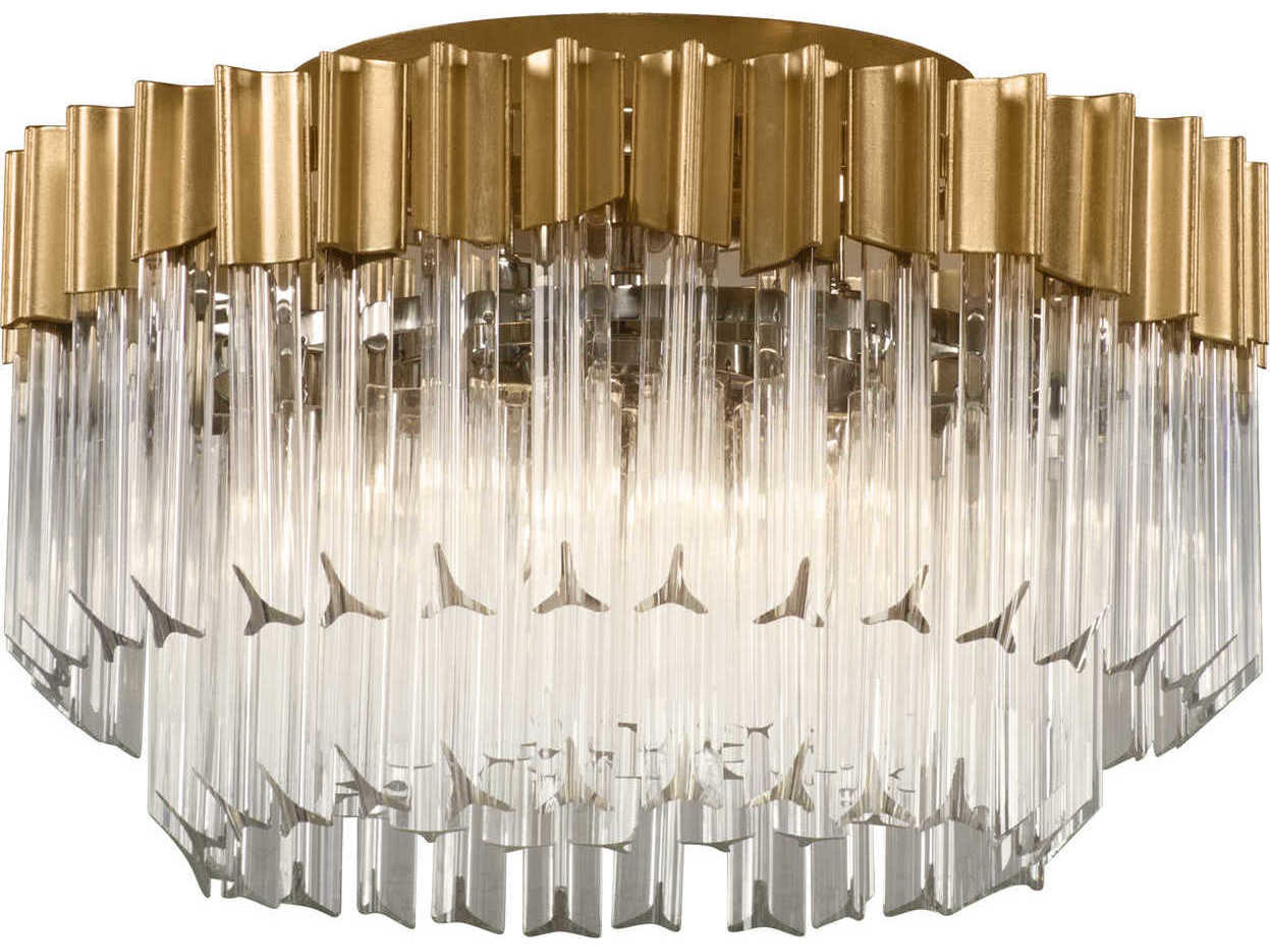 Charisma Semi-Flush Mount Ceiling Light in Gold Leaf and Stainless Steel