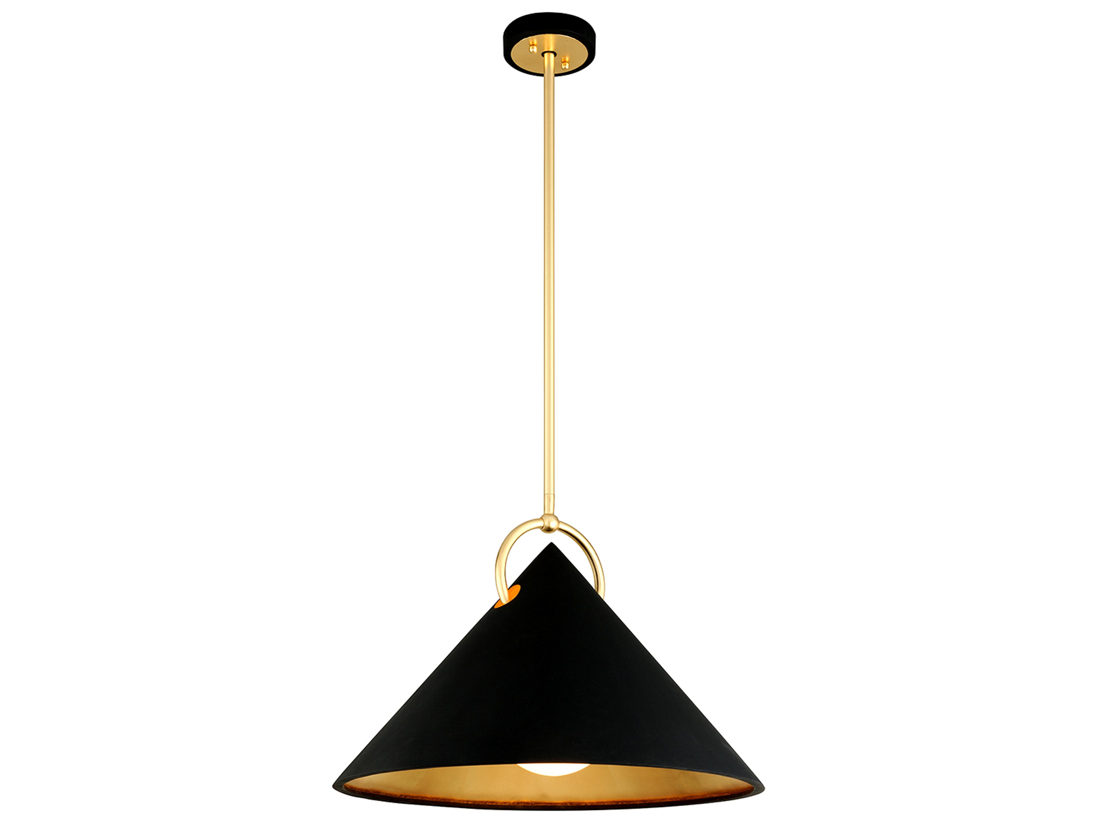 Charm 1-Light Black Gold Leaf Glass Pendant