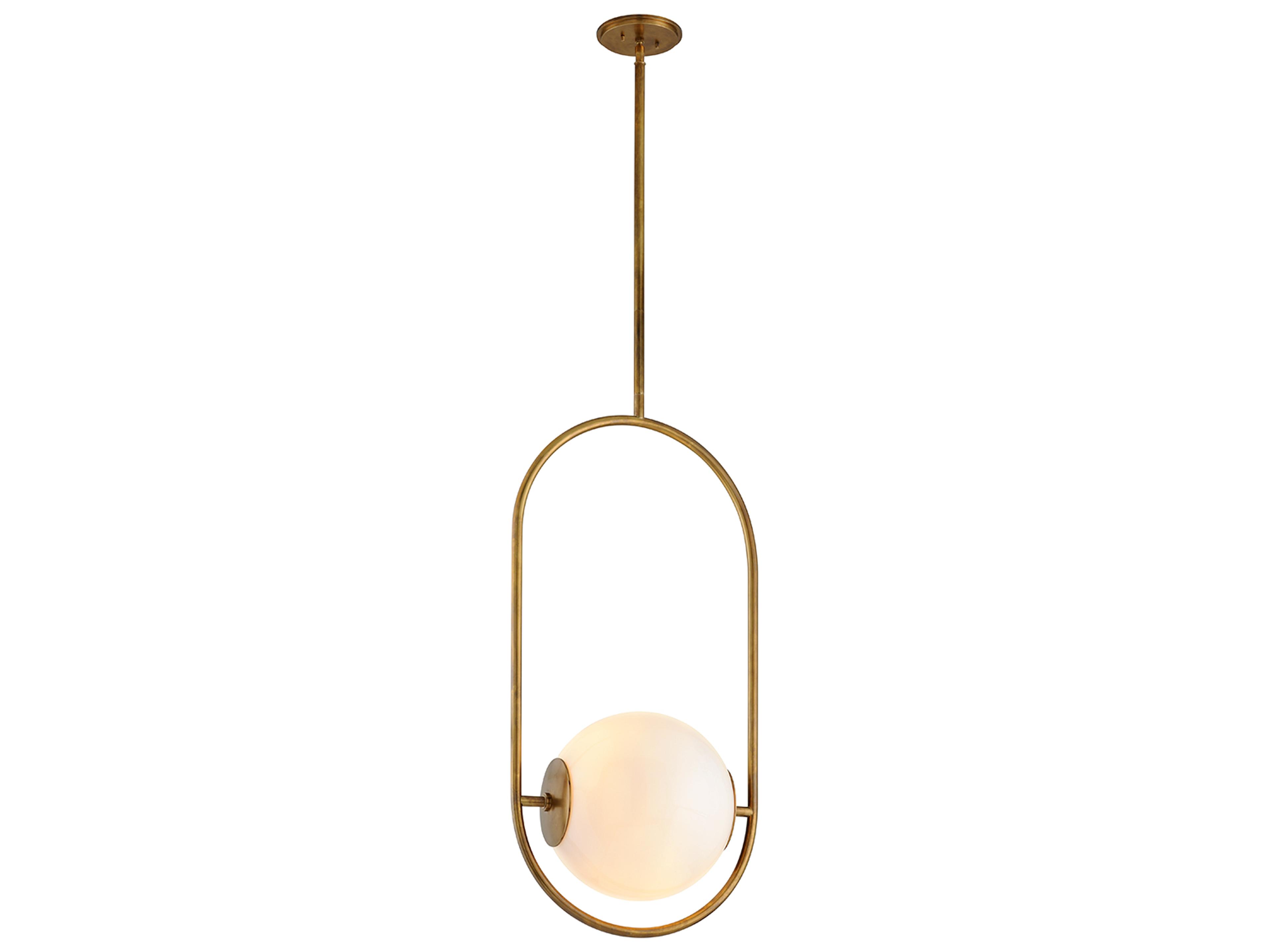 Everley 1-Light Vintage Brass Glass Globe Pendant