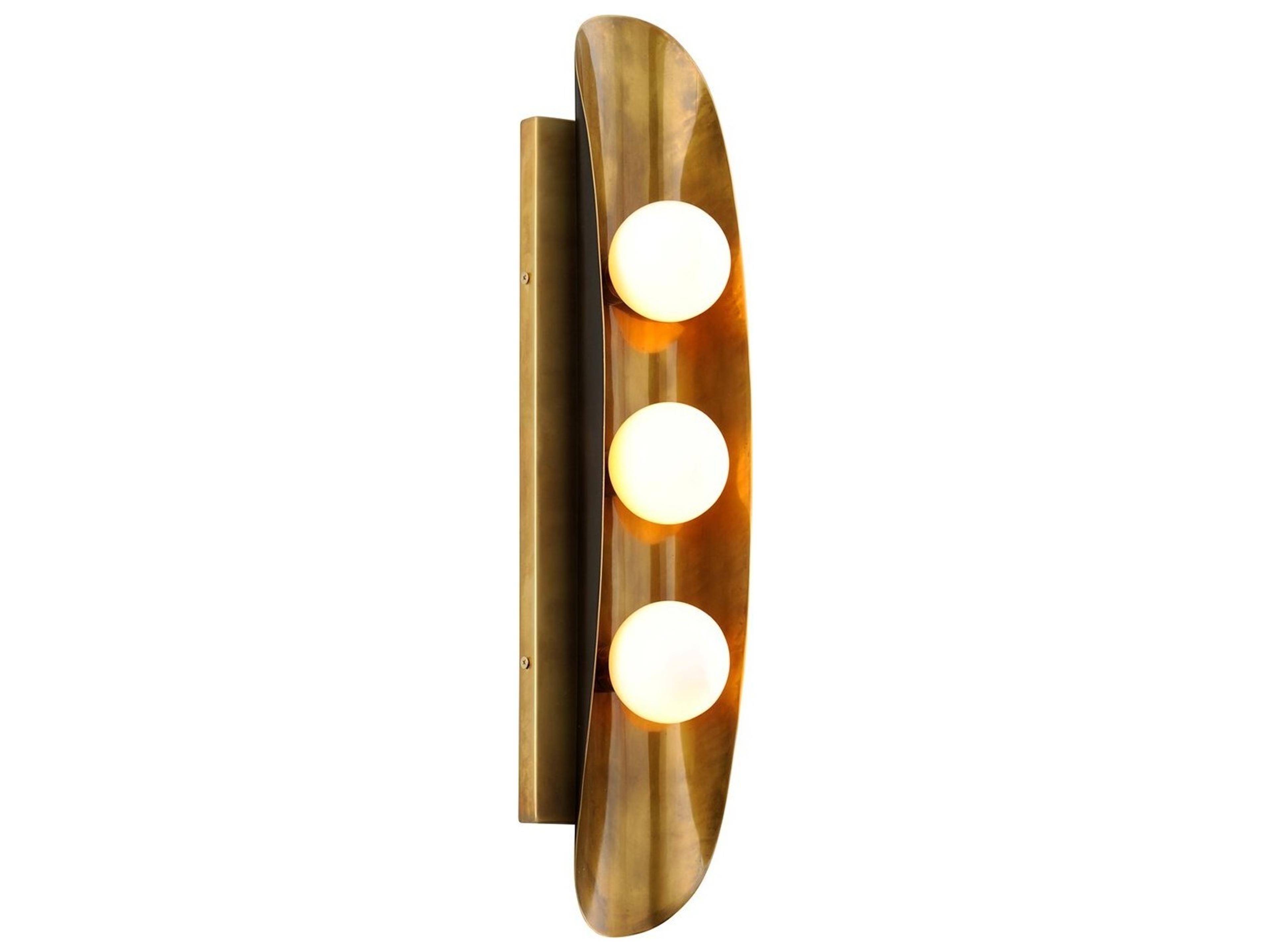 Hopper 3-Light Vintage Brass Bronze Glass Wall Sconce