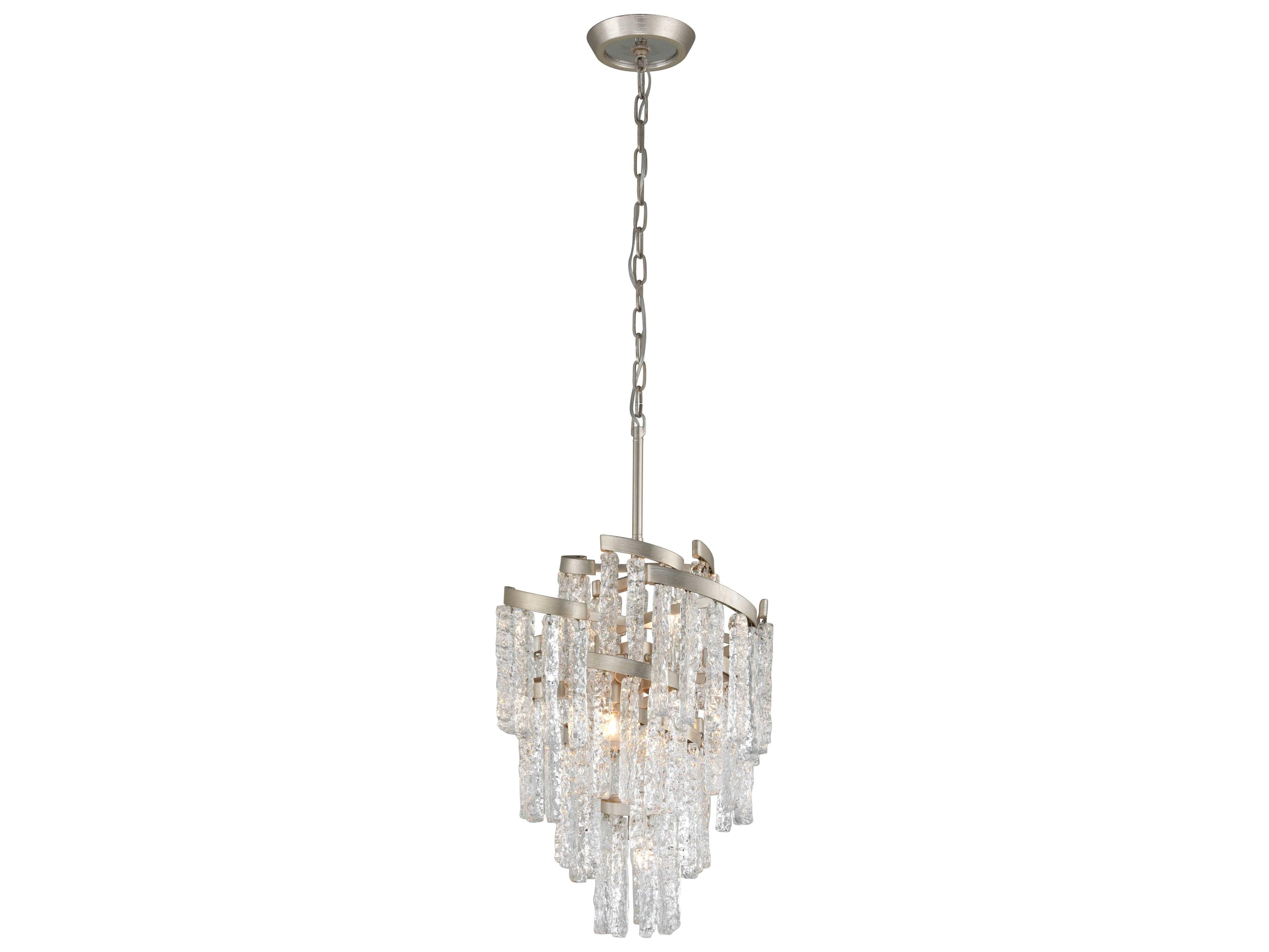 Mont Blanc 7-Light Modern Silver Leaf Glass Tiered Pendant