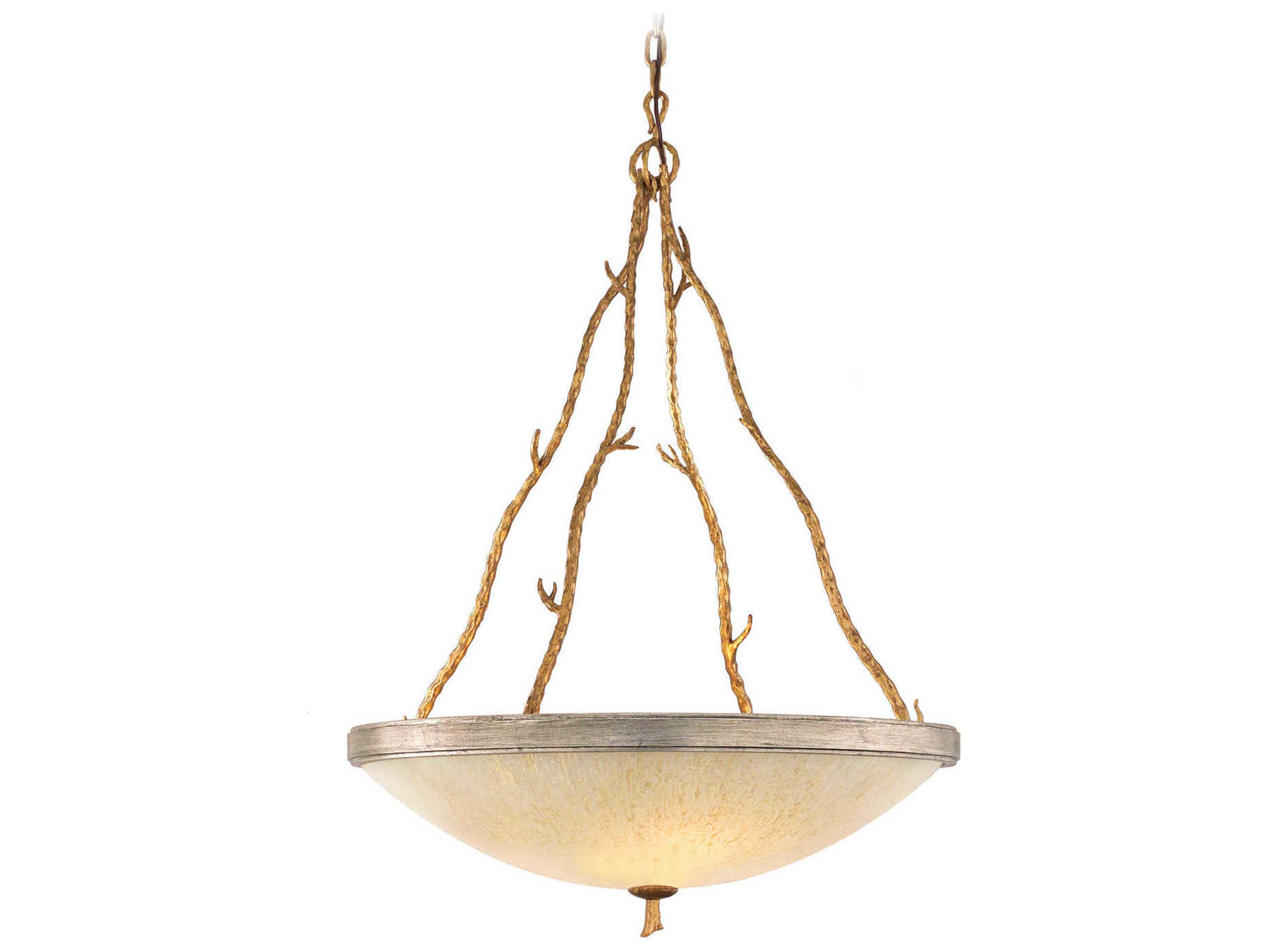 Parc Royale 5-Light Gold Silver Leaf Glass Bowl Pendant