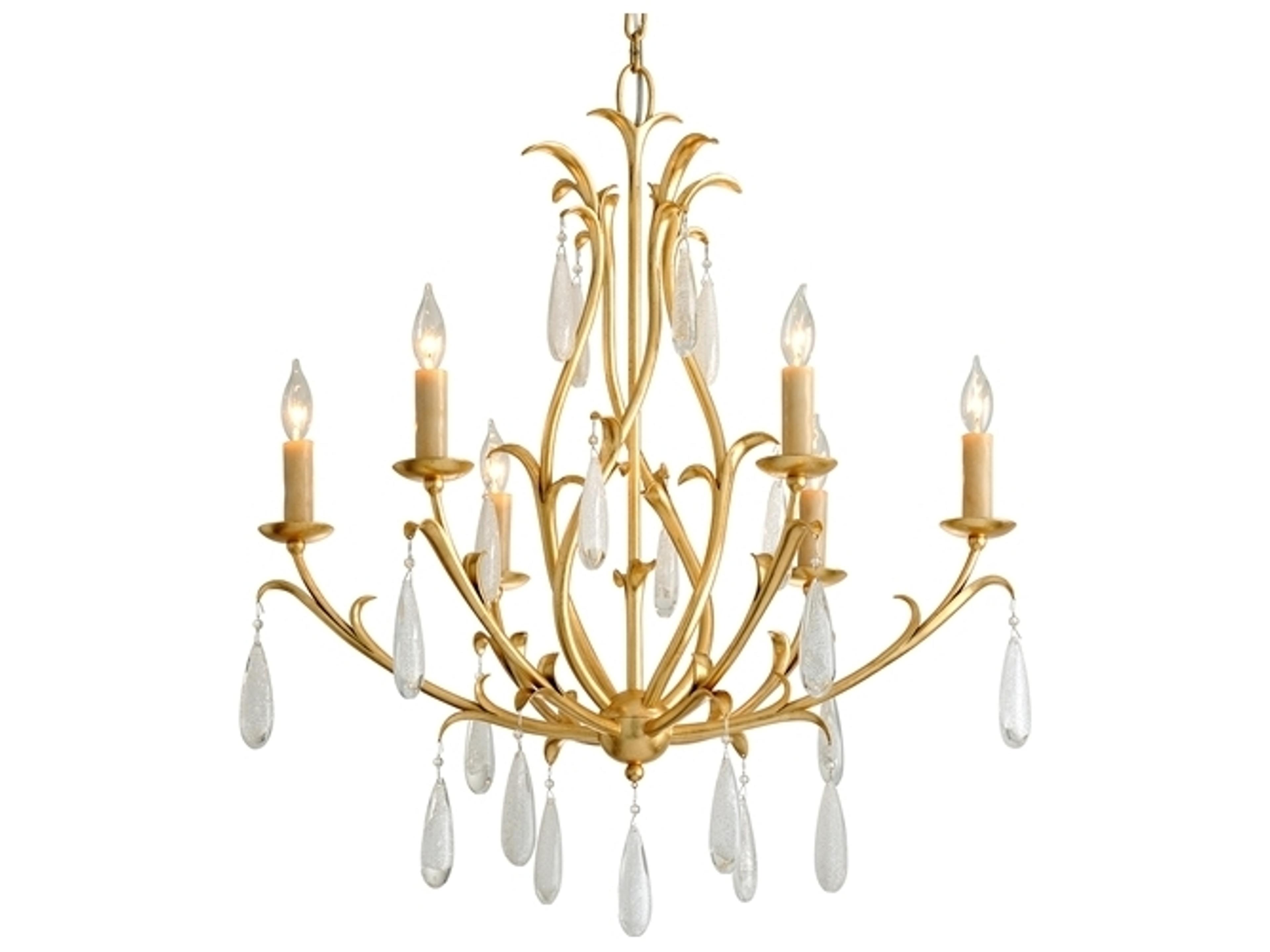 Corbett Lighting Prosecco 6-Light Gold Leaf Glass Chandelier