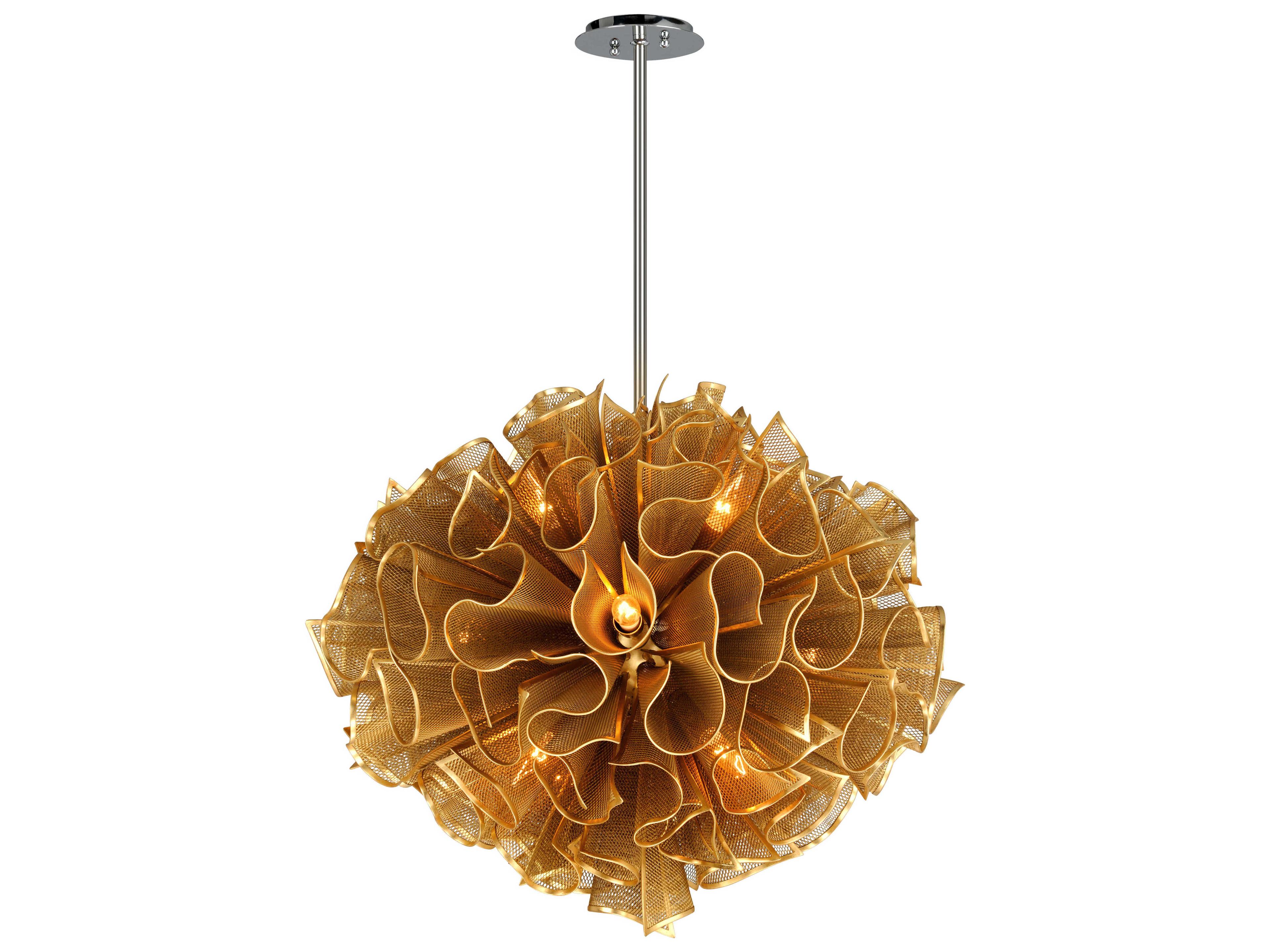 Corbett Lighting Pulse 12-Light Gold Leaf Geometric Round Pendant