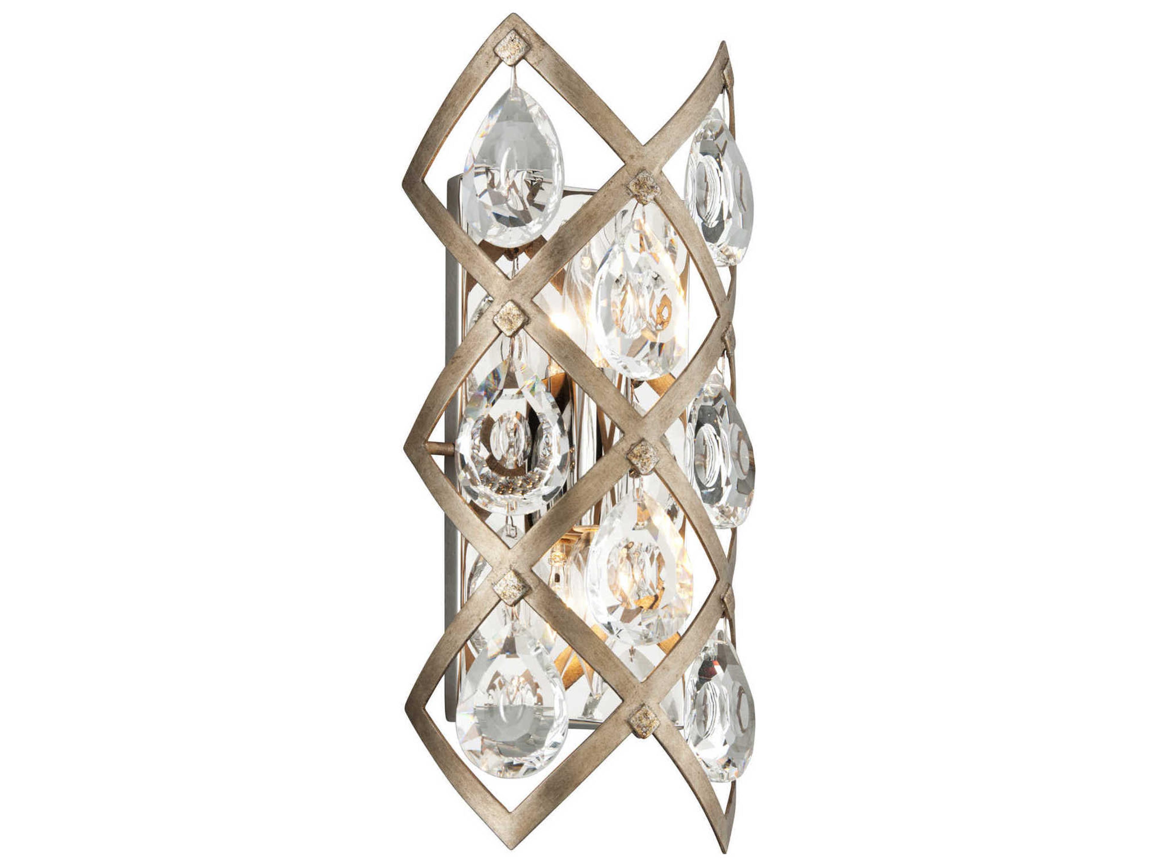 Tiara Two Light Wall Sconce in Stria Gold Leaf and Stainless Steel