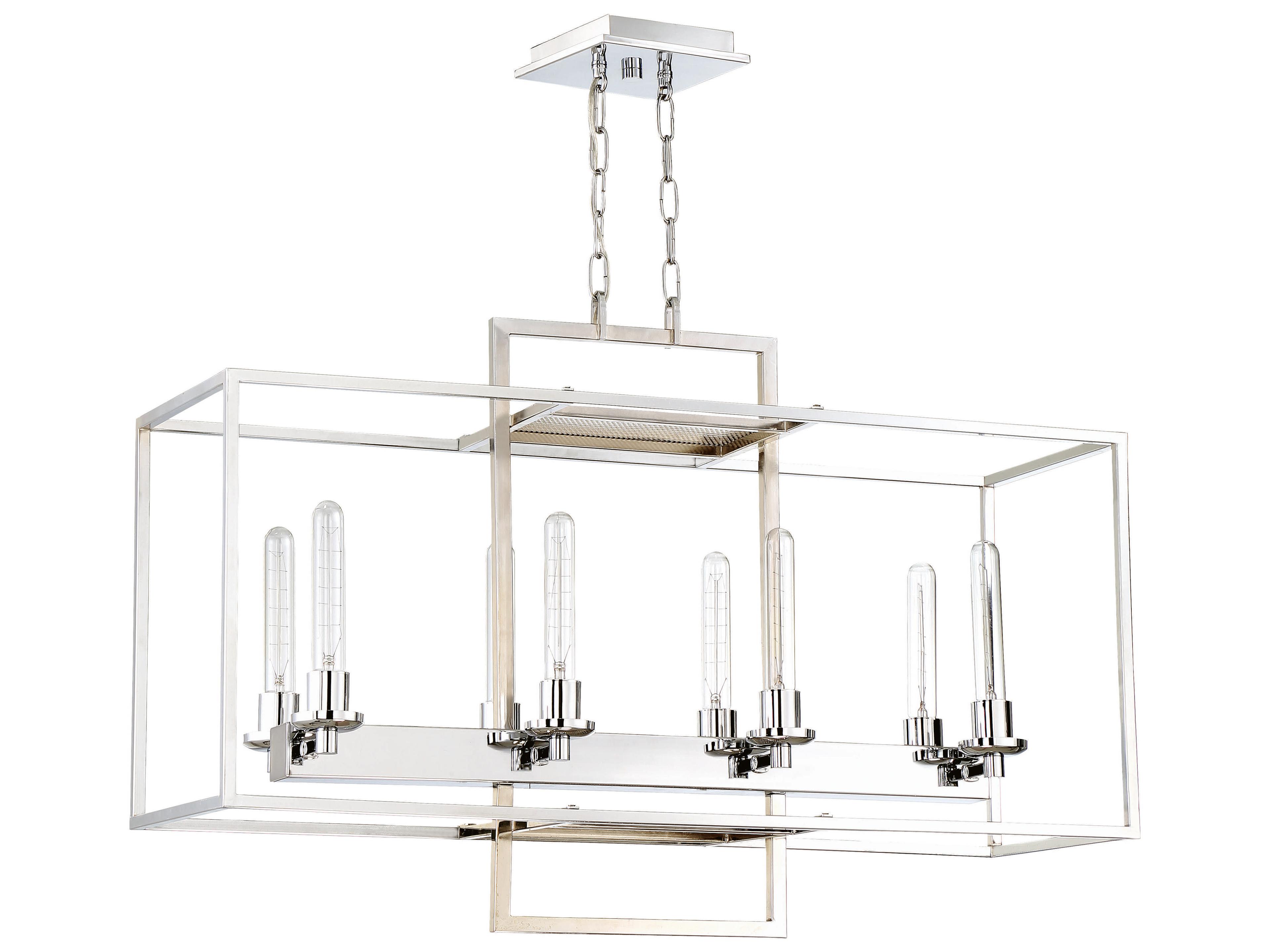 Cubic 8-Light Chrome Geometric Island Pendant