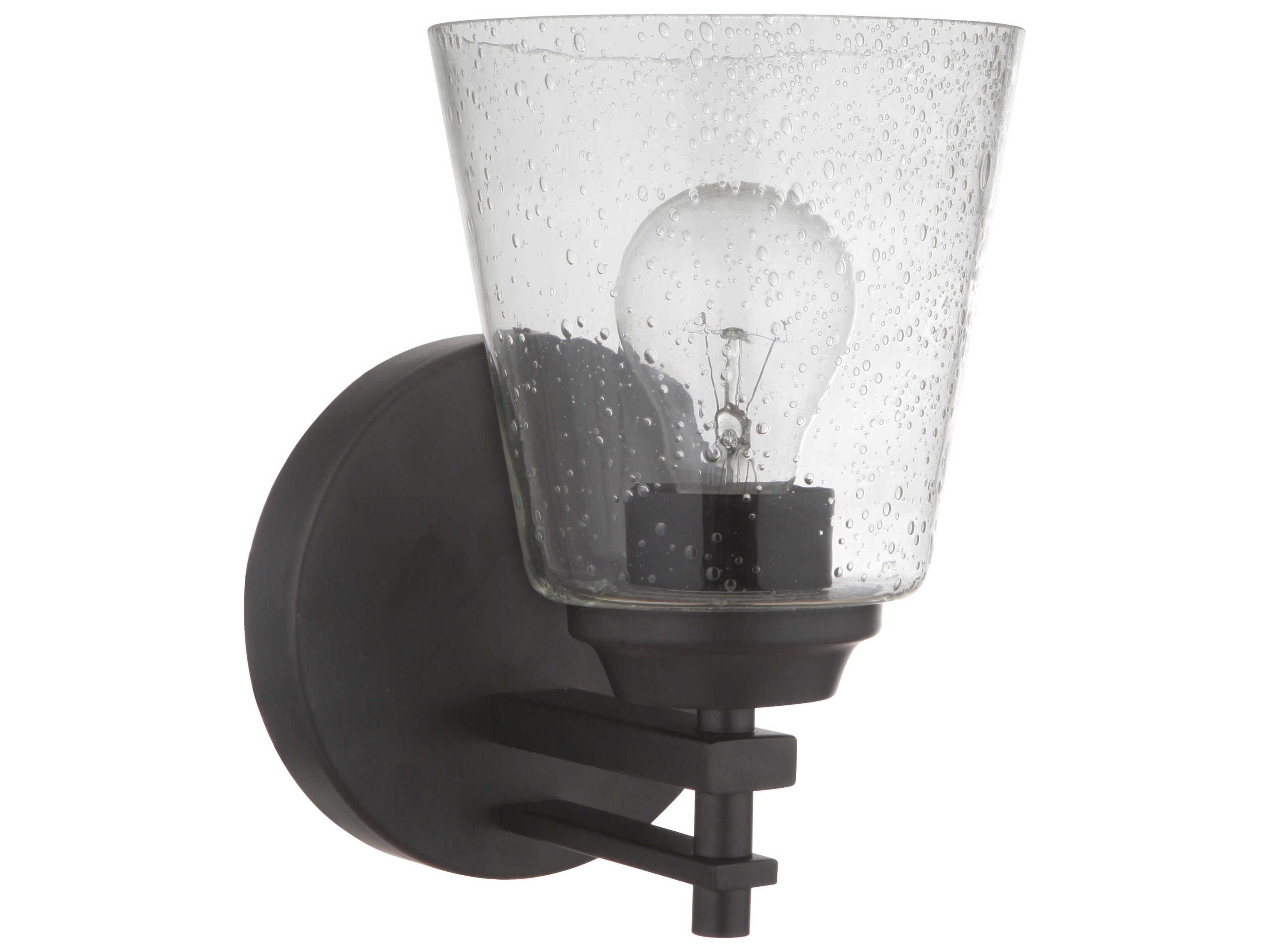 Drake 1-Light Flat Black Glass Wall Sconce