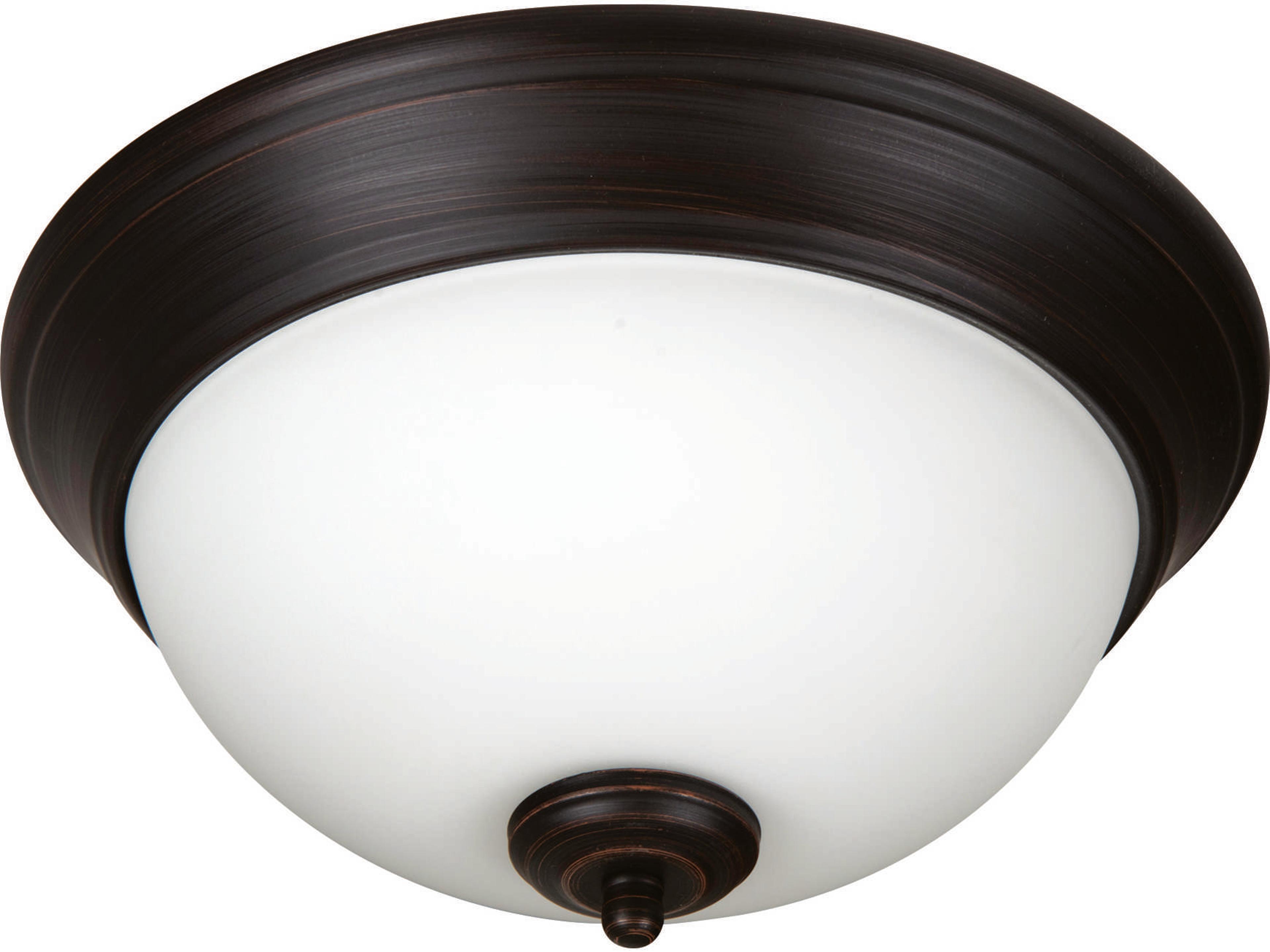 Pro Builder Flush 2-Light Aged Bronze Brushed Bowl Dome Mount