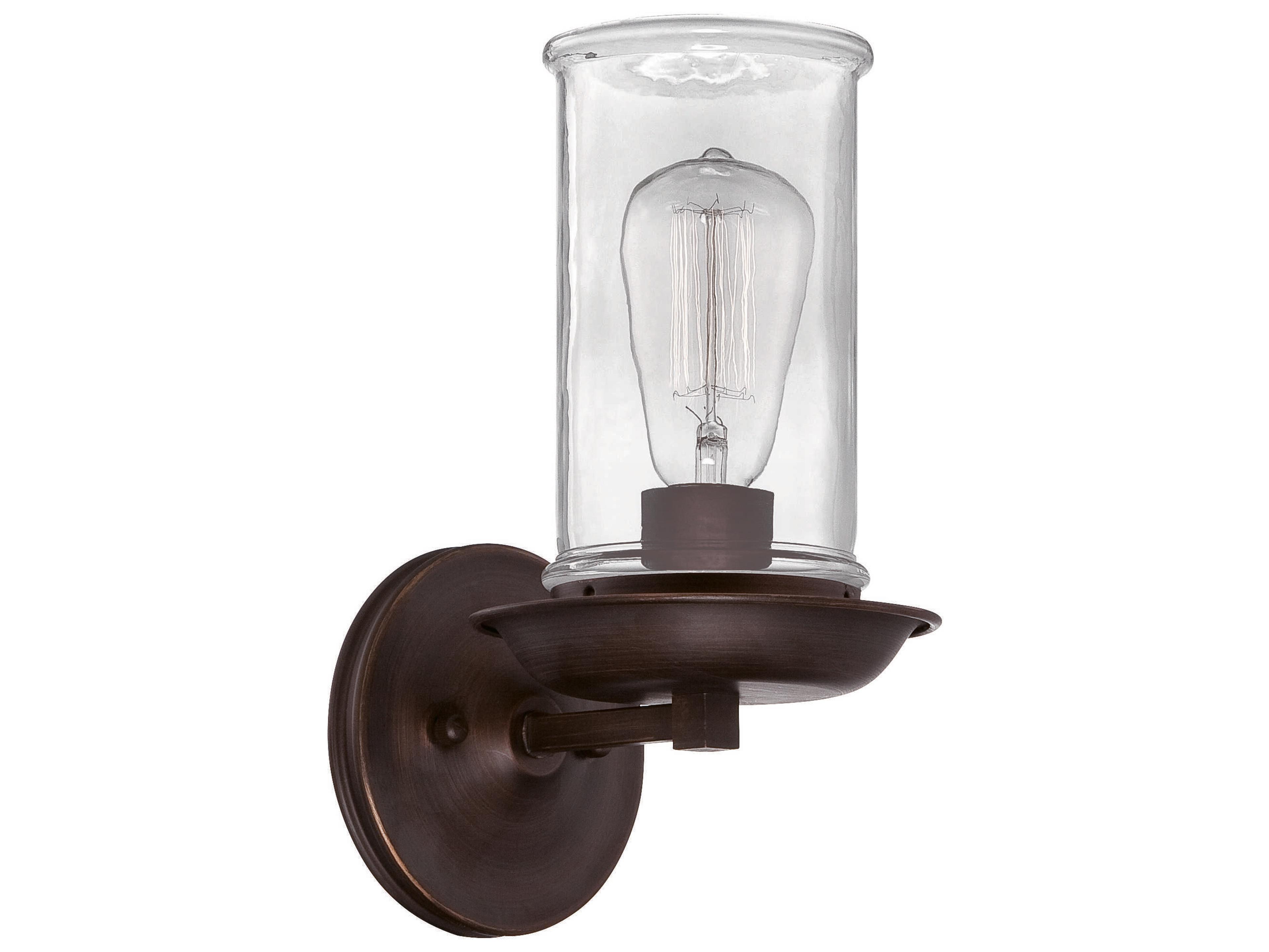Thornton 1-Light Aged Bronze And Natural Rope Glass Wall Sconce