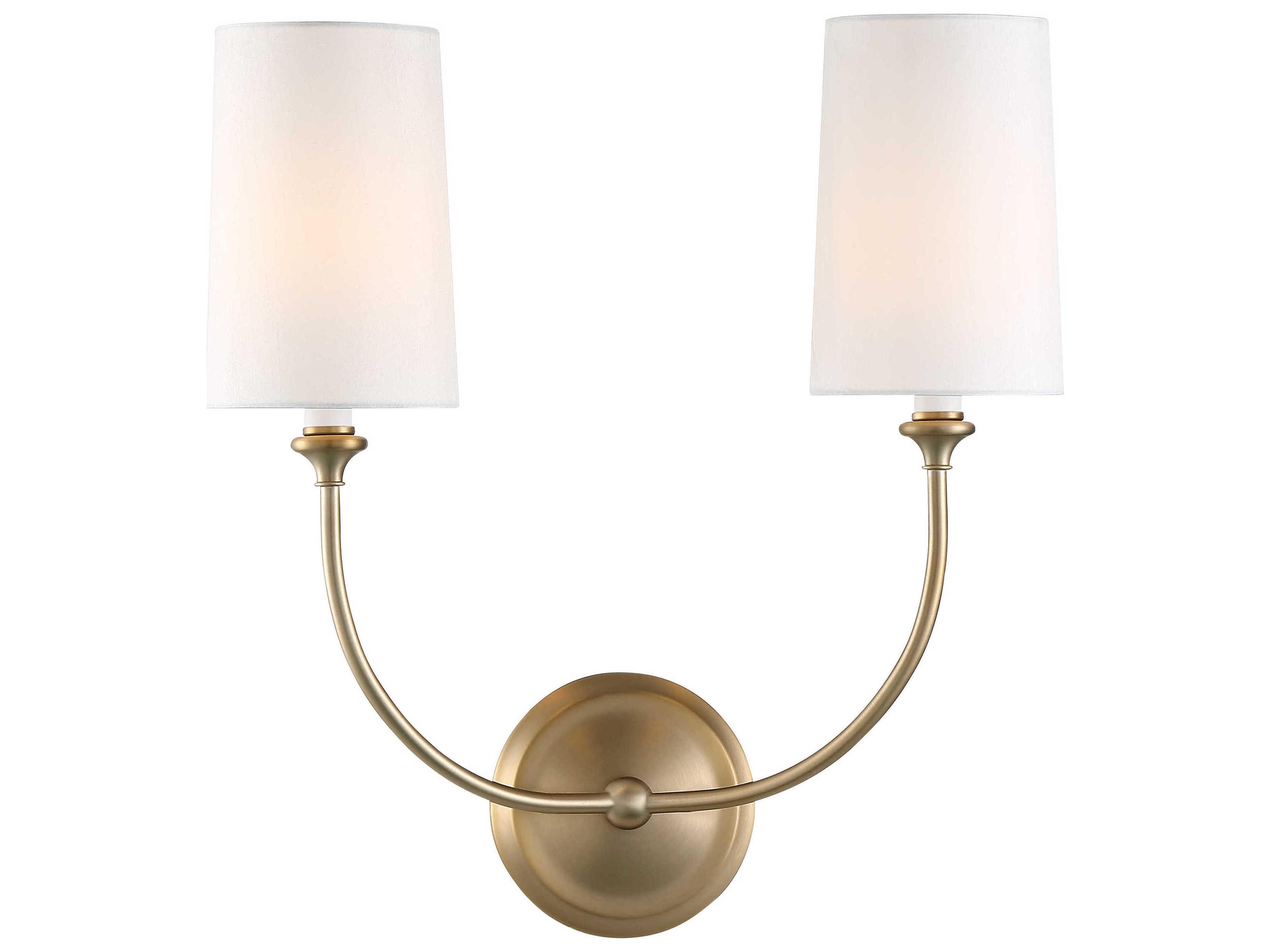 Sylvan 2-Light Wall Sconce in Vibrant Gold with Fabric Shades