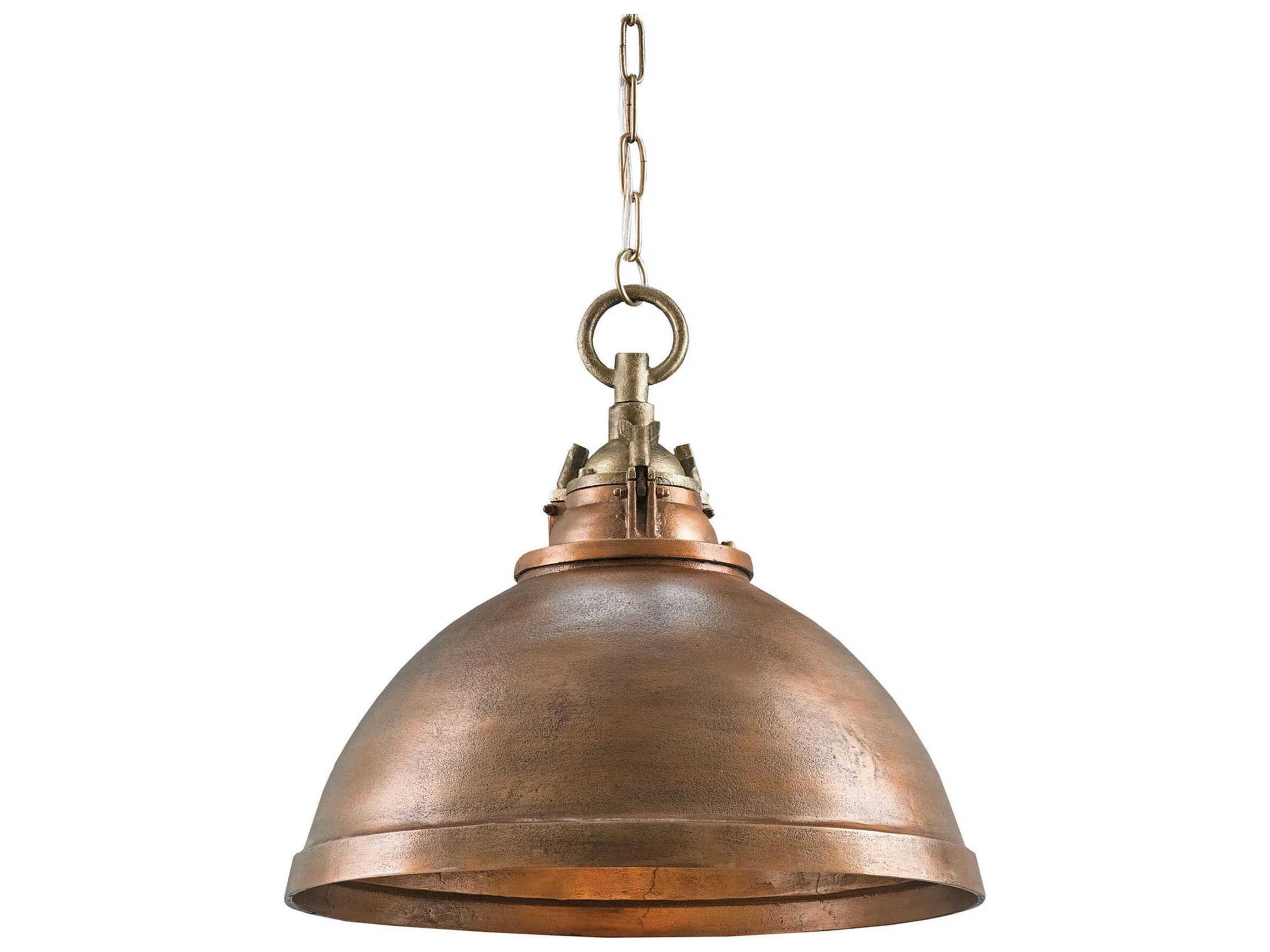 Luxecor Admiral 1-Light Copper Antique Brass Dome Pendant