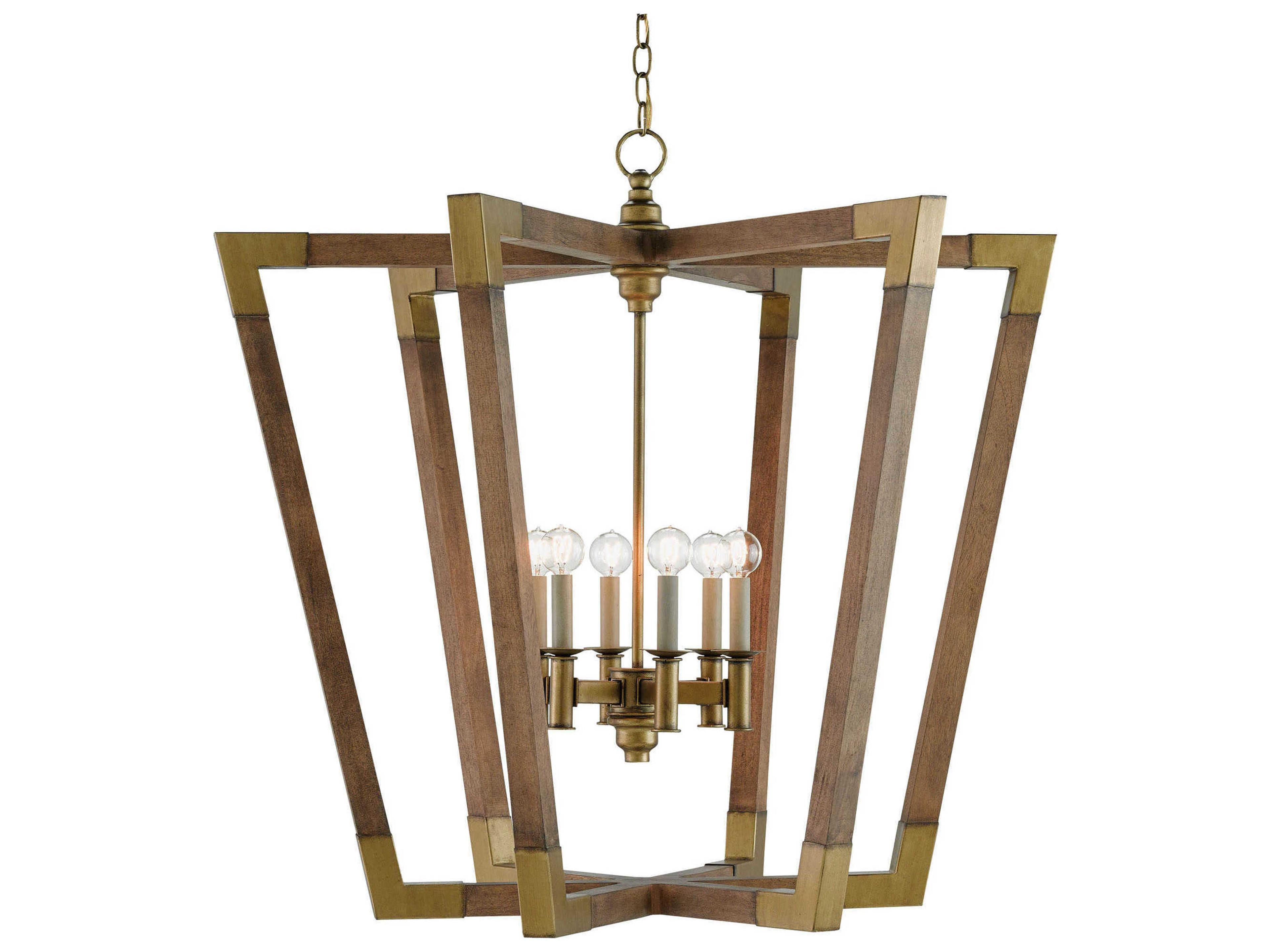 Vistas 6-Light Chestnut Brass Brown Candelabra Geometric Chandelier