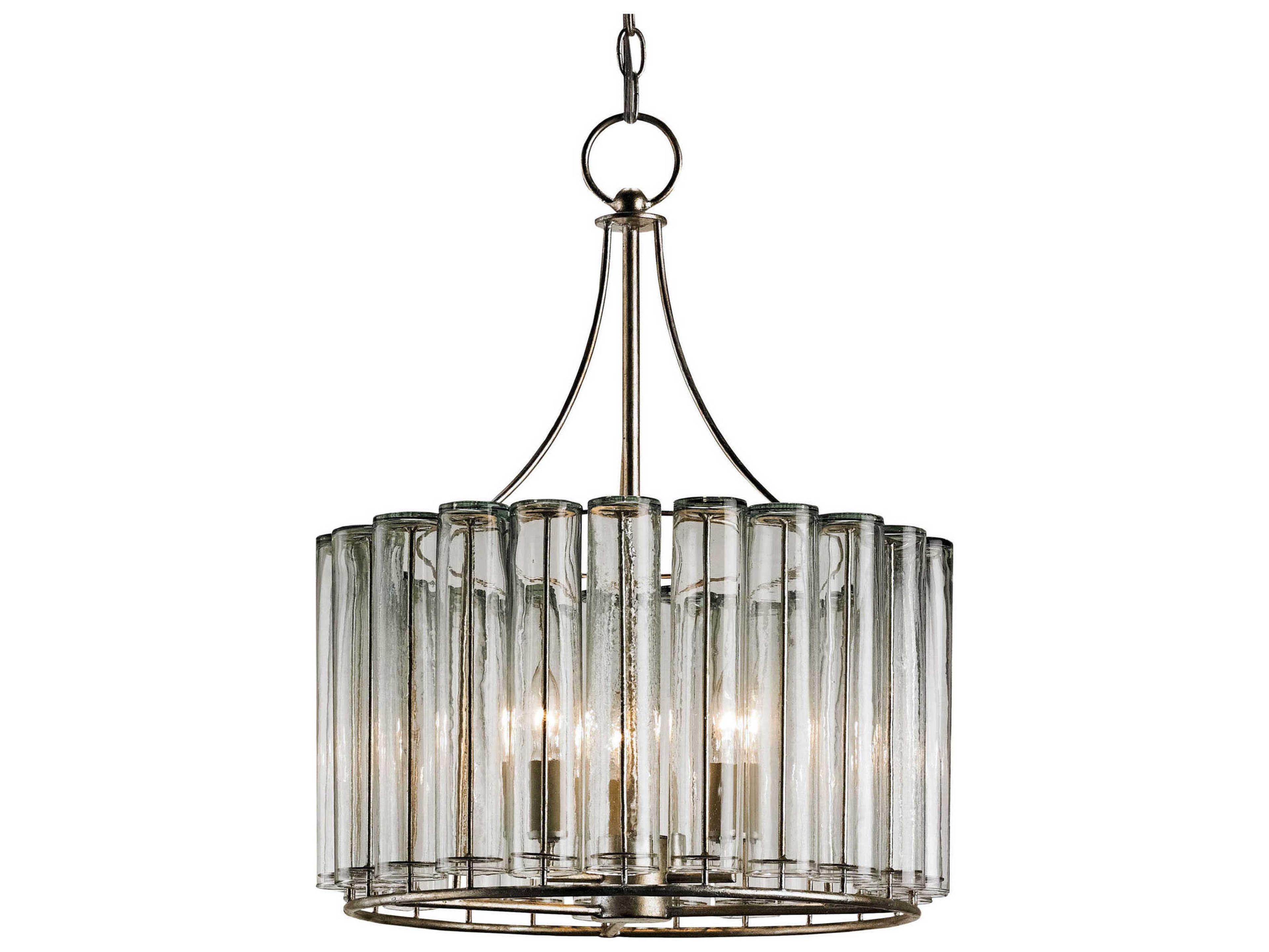 Vistas 3-Light Silver Leaf Glass Candelabra Drum Chandelier