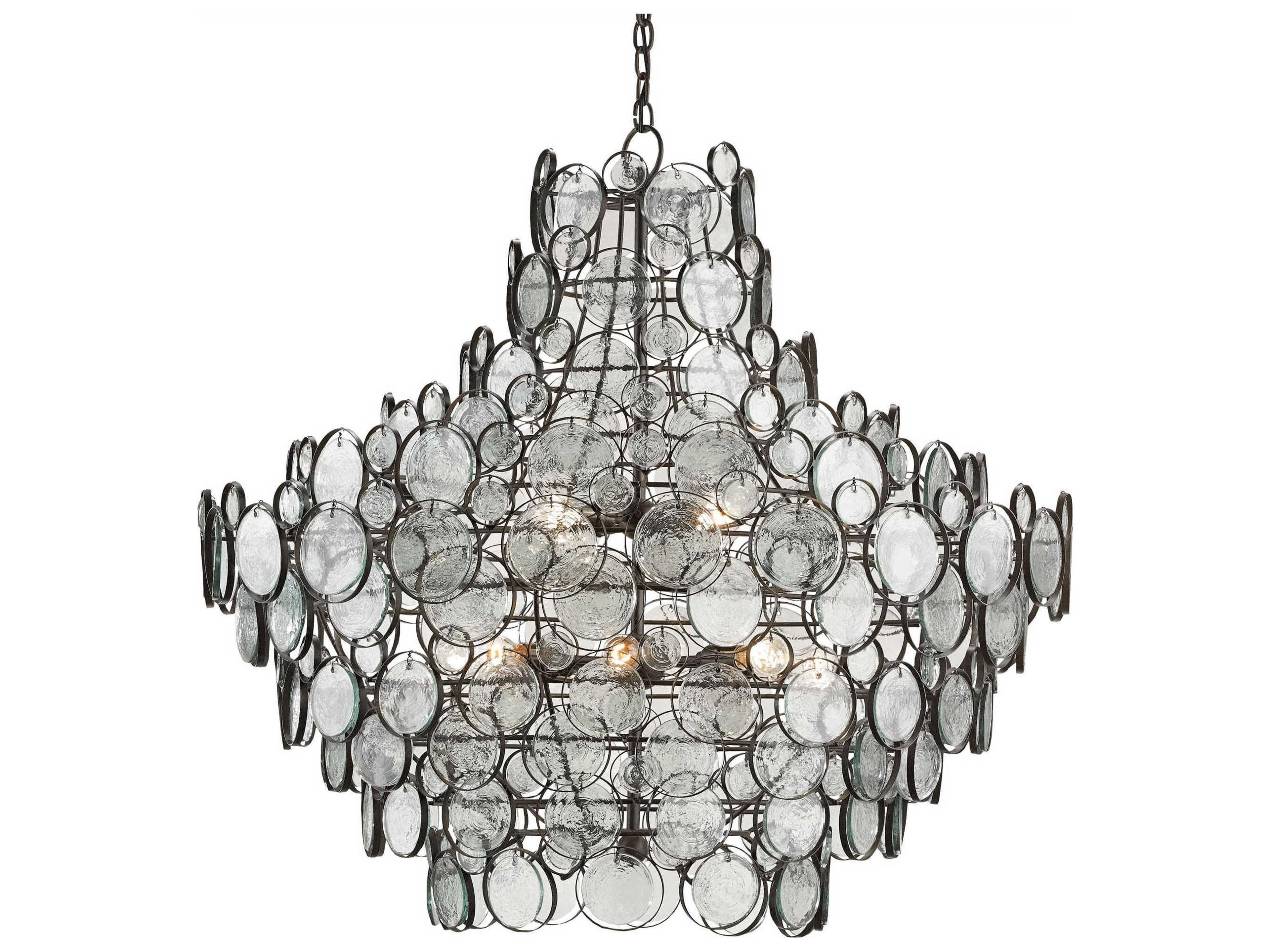 Luxecor Galahad 12-Light Bronze Glass Tiered Pendant