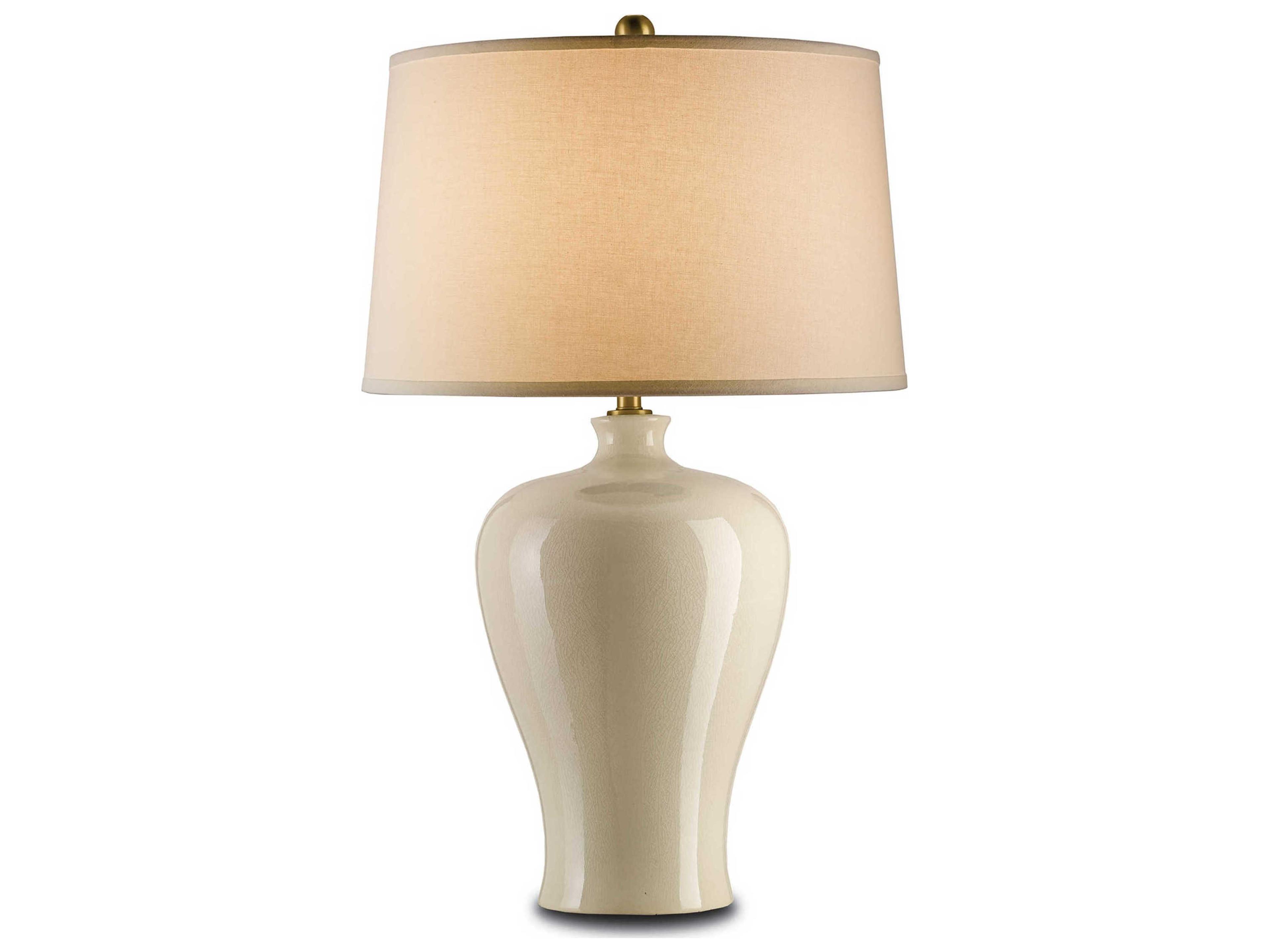 Luxecor Vistas Cream Crackle Off White Table Lamp