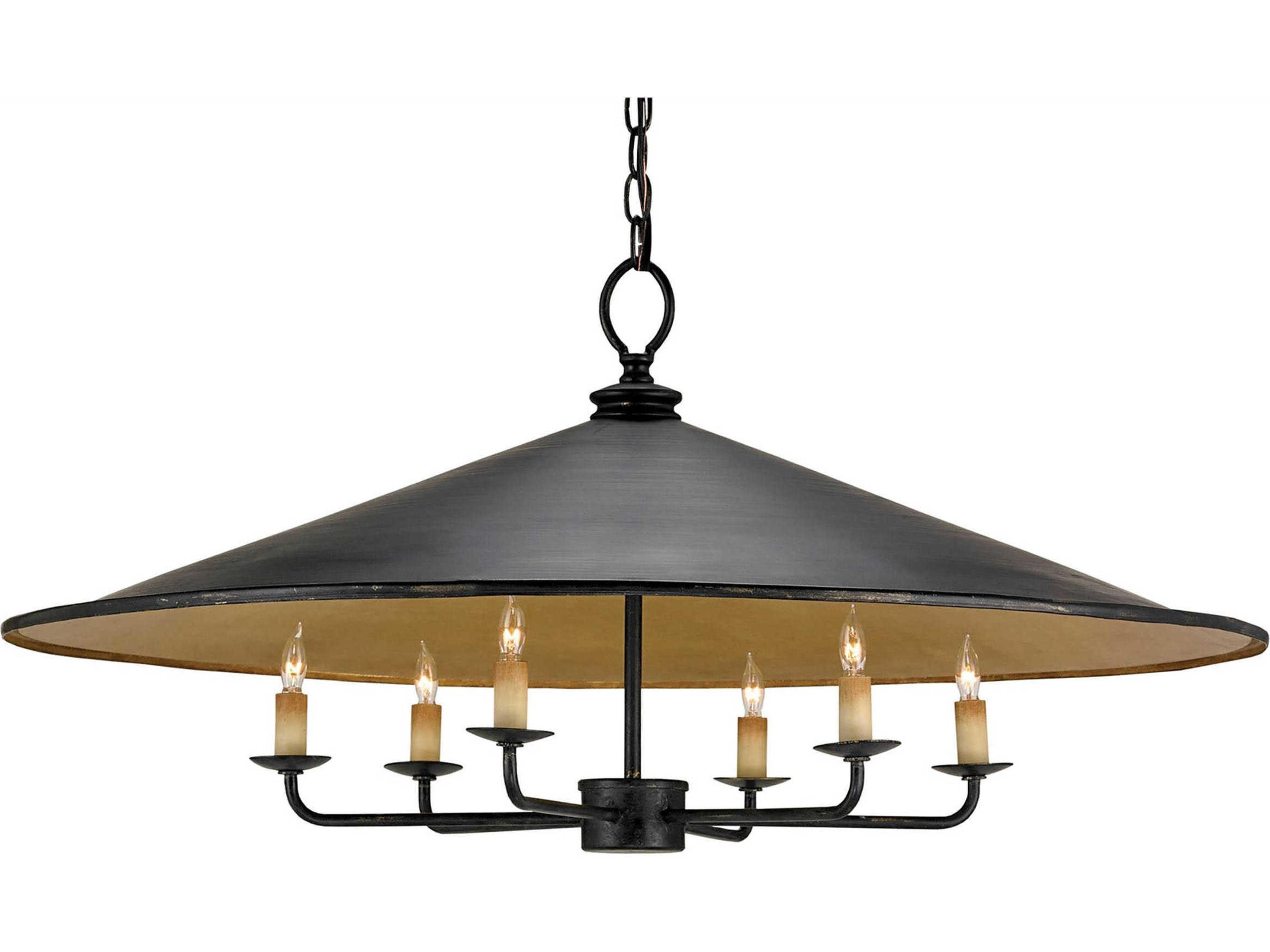 Vistas 6-Light French Black contemporary Gold Leaf Candelabra Chandelier