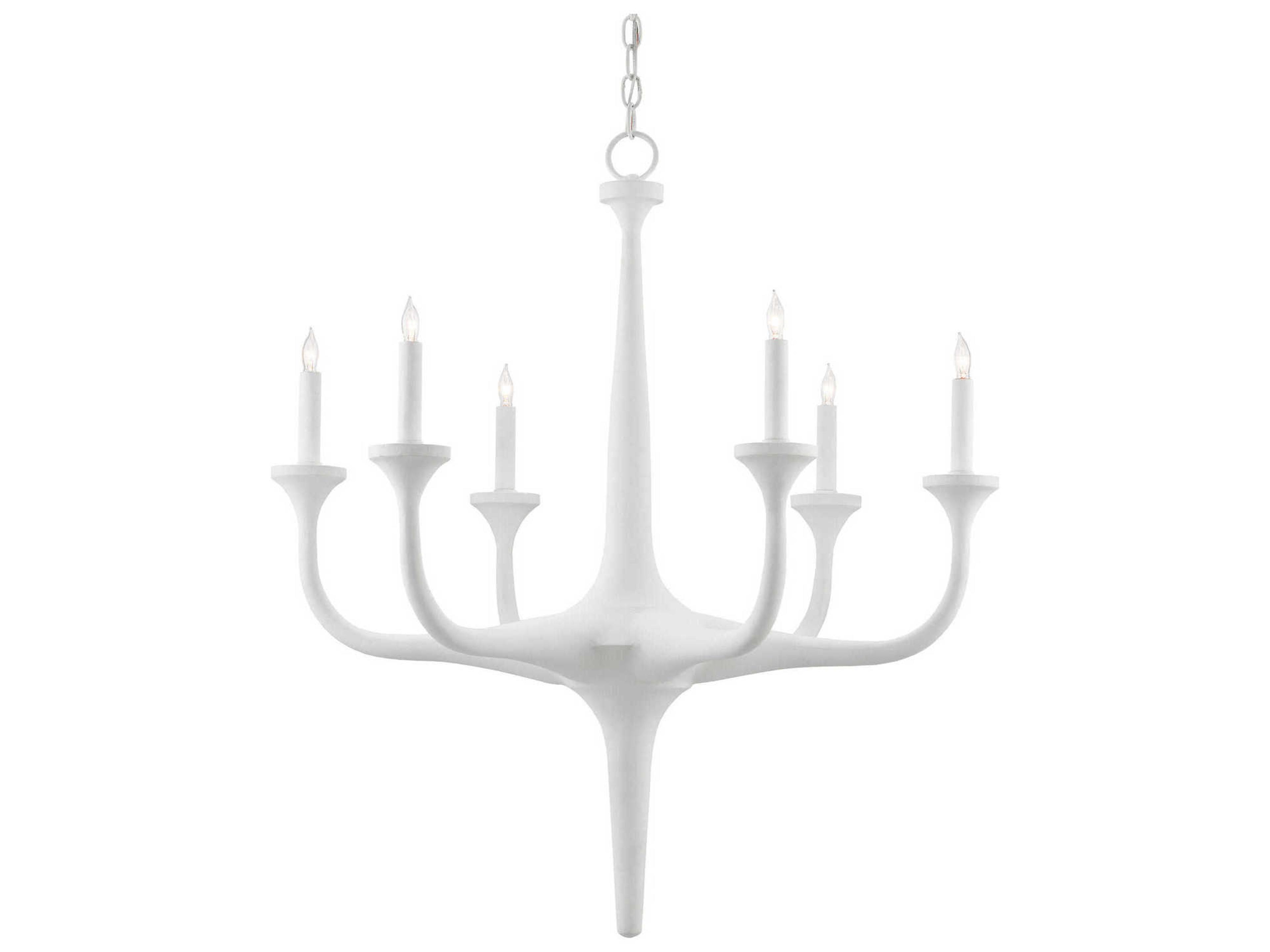 Luxecor Albion 6-Light Gesso White Candelabra Chandelier