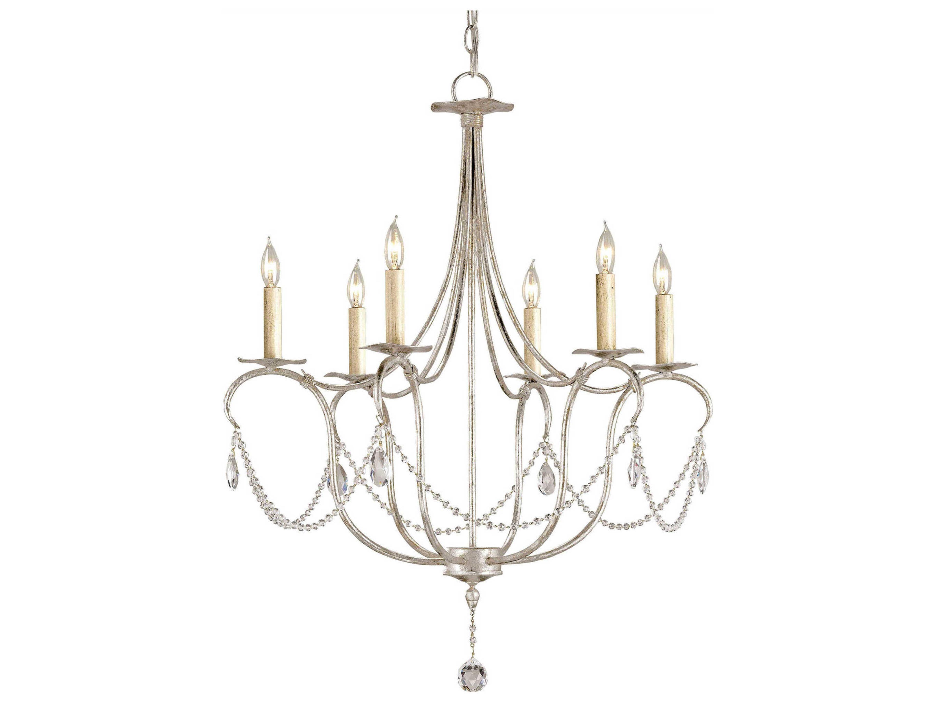 Vistas 6-Light Silver Leaf Candelabra Chandelier