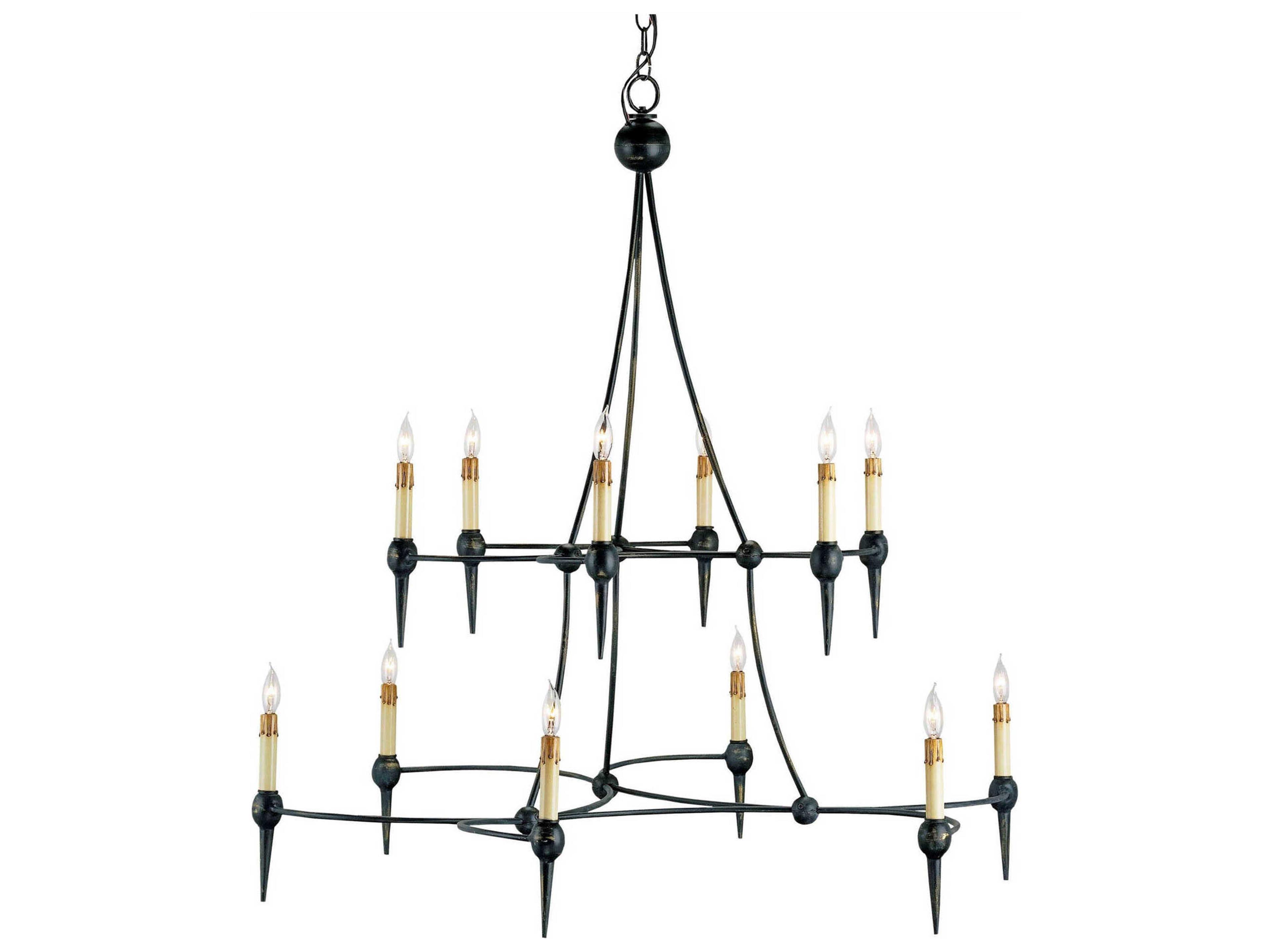 Vistas 12-Light French Black Candelabra Tiered Chandelier