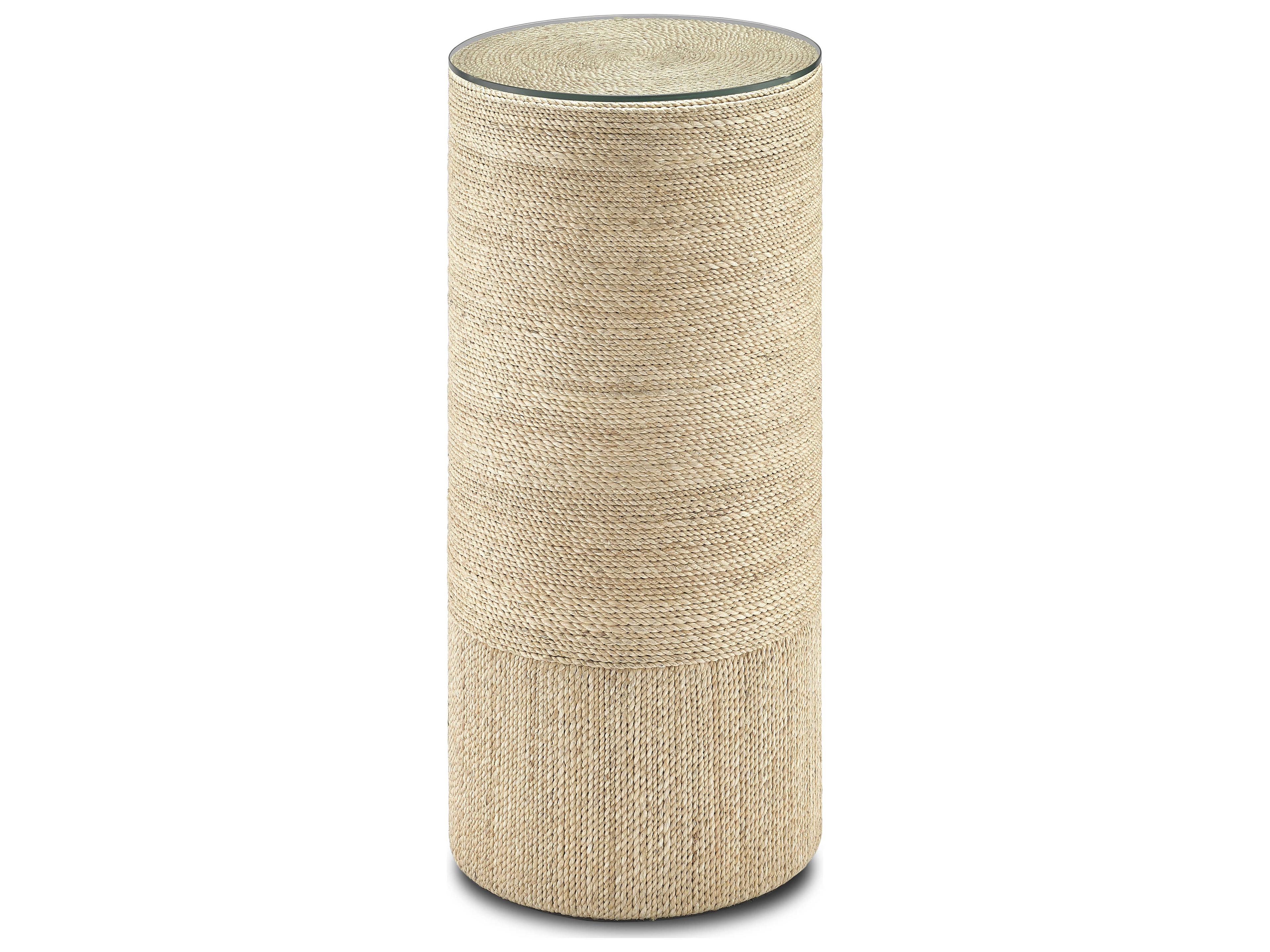 Macati Round Glass Natural Rope End Table