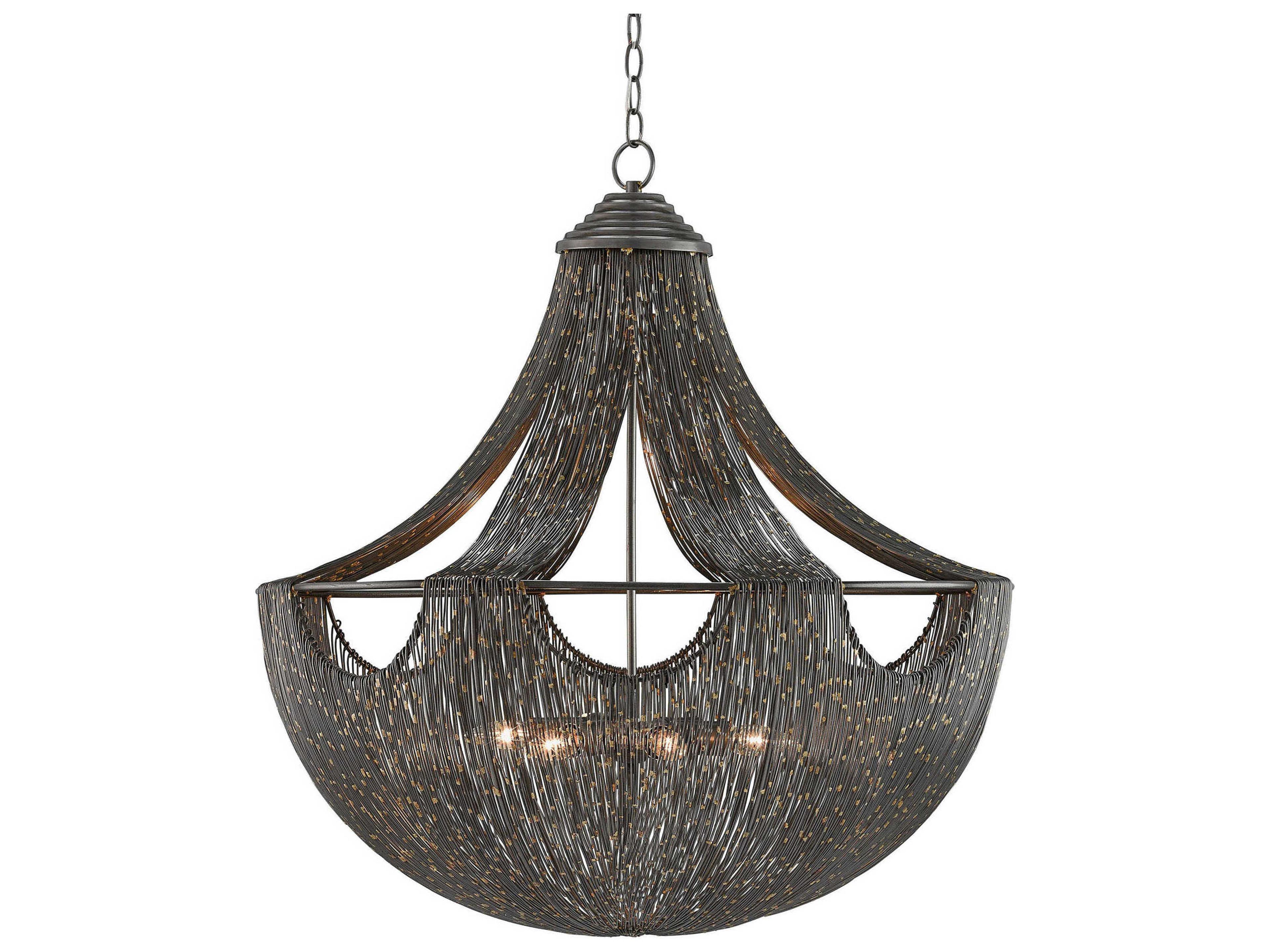 Luxecor Vistas 6-Light Natural Iron Brass Black Bowl Pendant