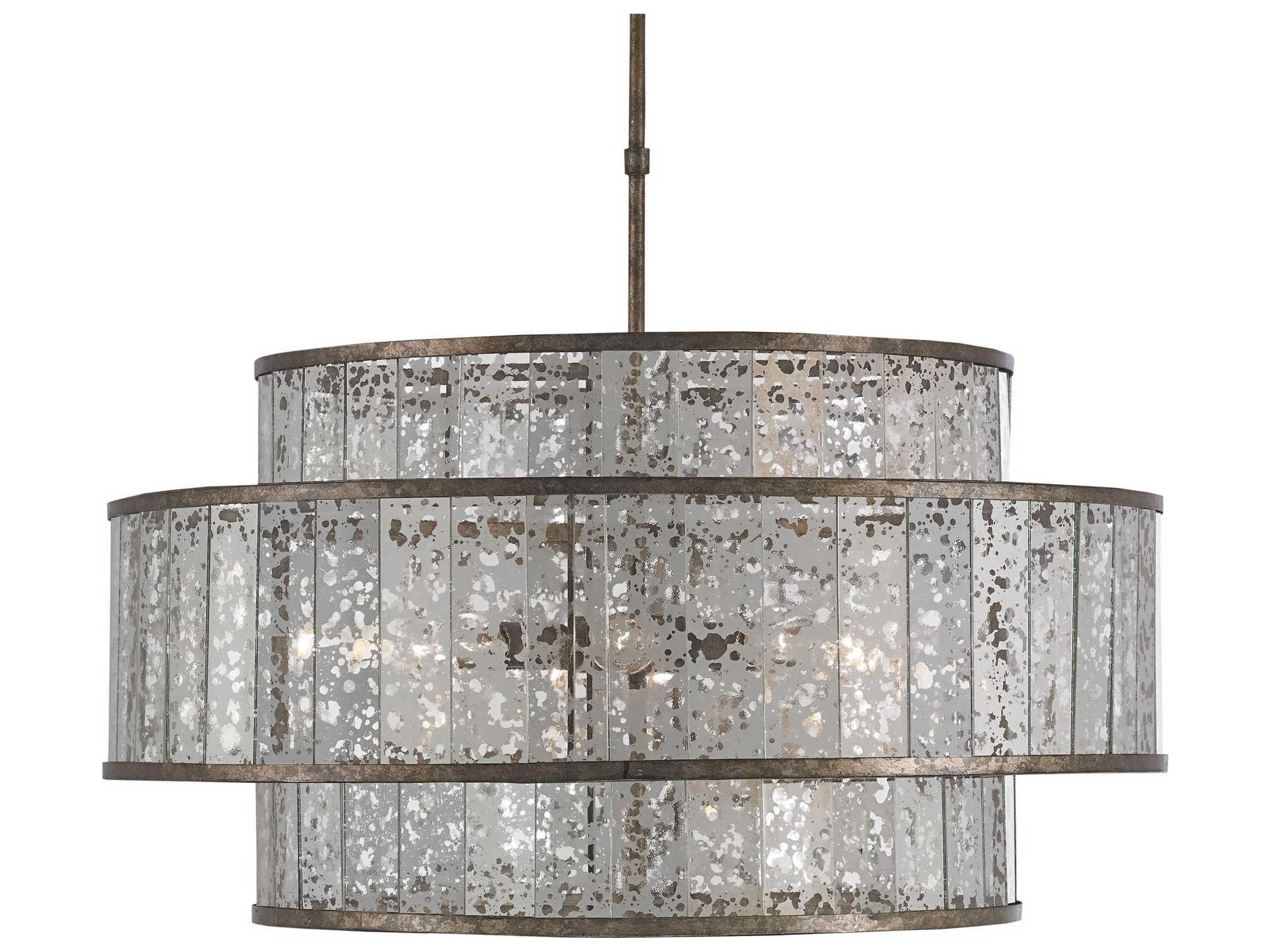 Vistas Pyrite Bronze raj Mirror Glass Drum Pendant