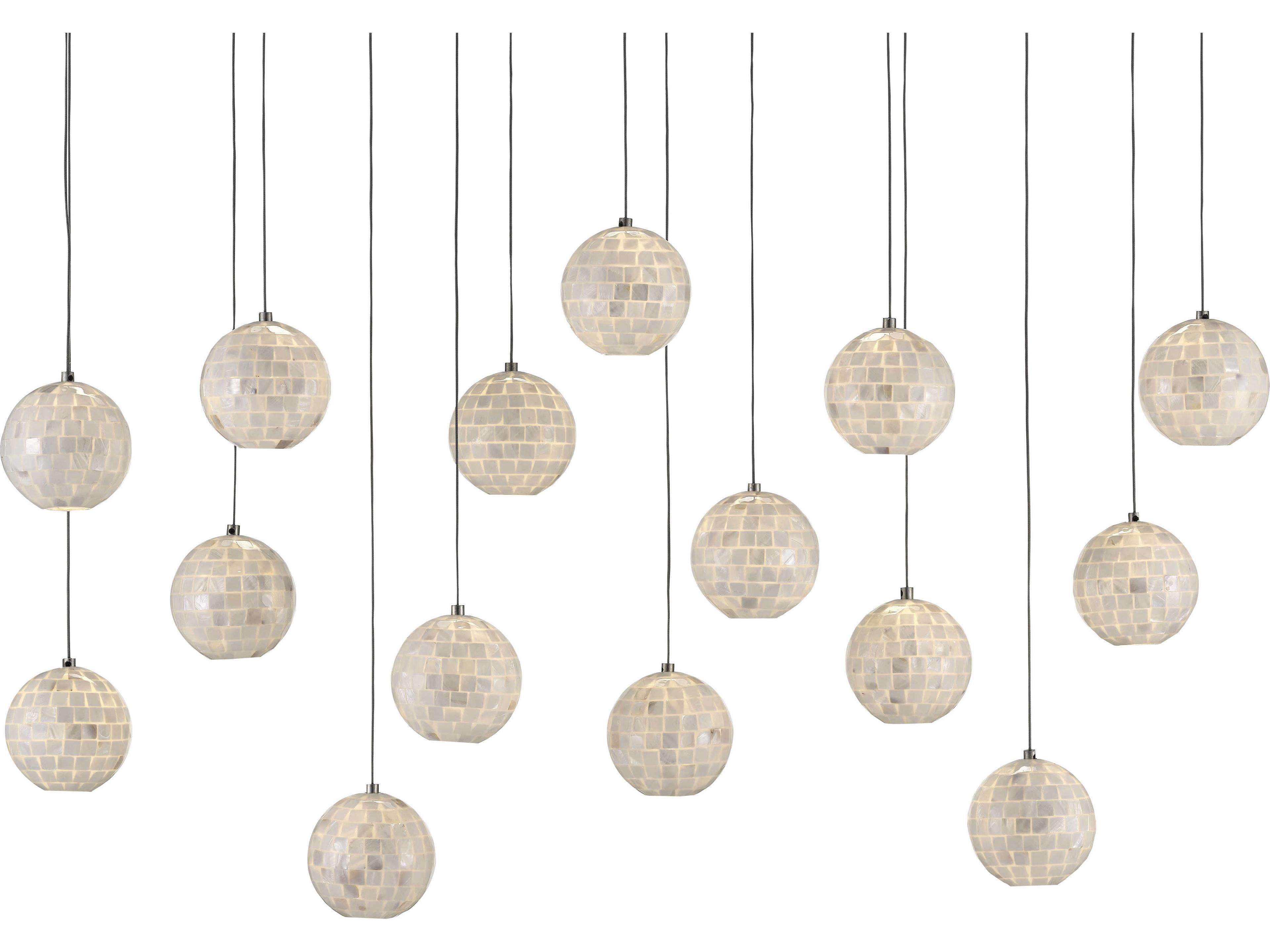 Vistas 15-Light Painted Silver Pearl Globe Island Pendant