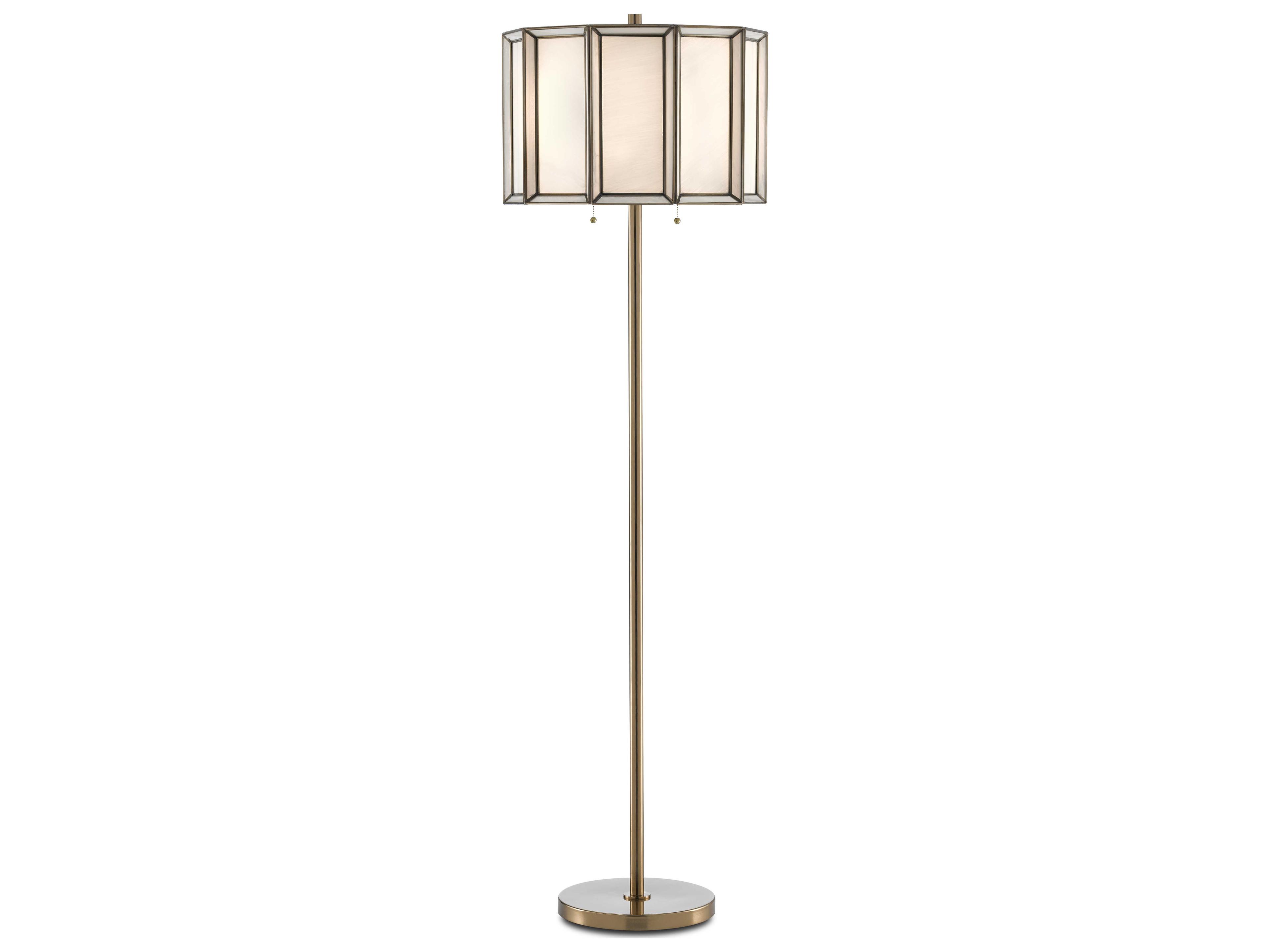 Vistas Glass Antique Brass White Floor Lamp