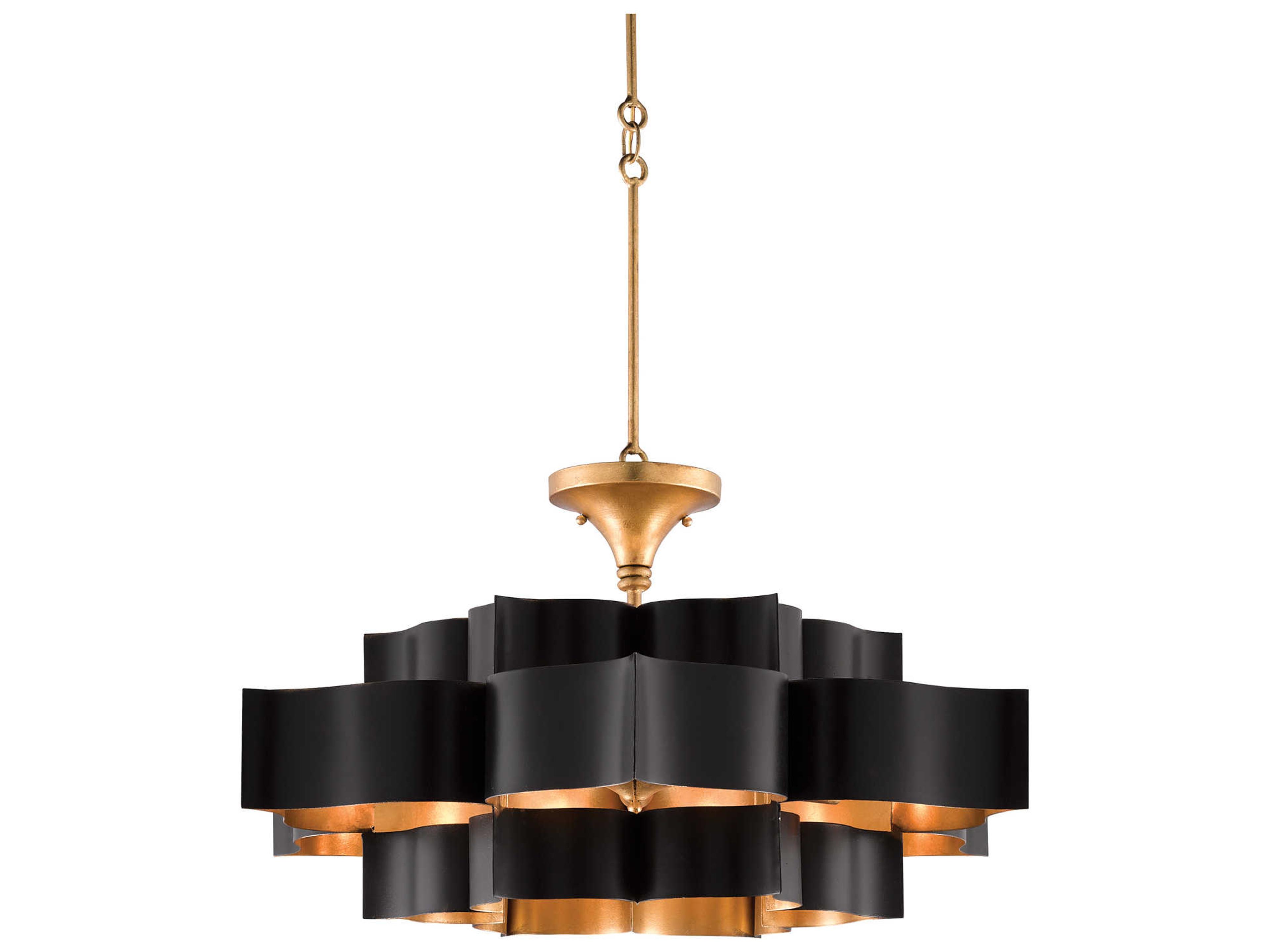 Vistas 6-Light Satin Black Contemporary Gold Leaf Pendant