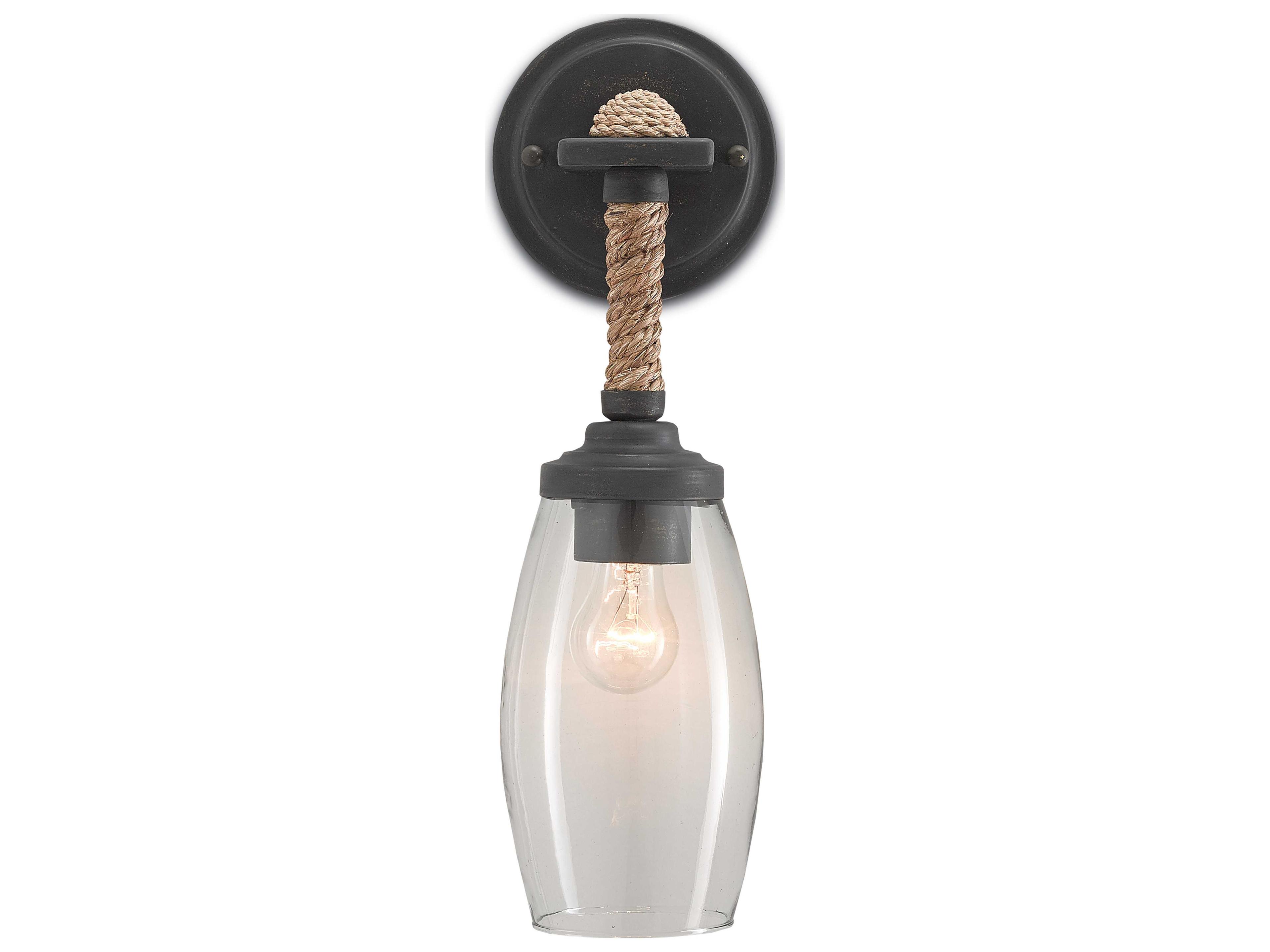 Vistas French Black Natural Brown Glass Wall Sconce