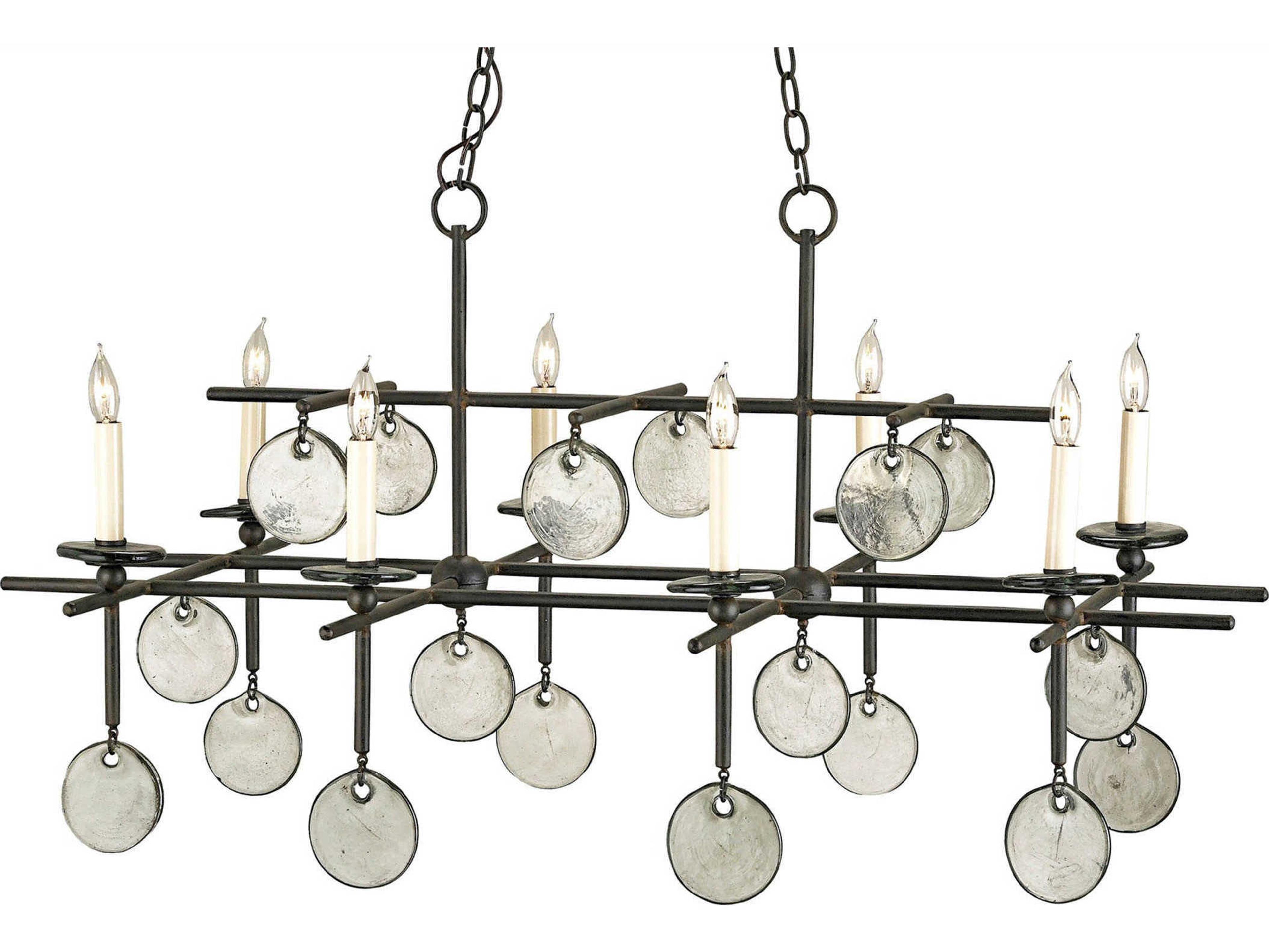 Vistas 8-Light Old Iron recycled Glass Black Island Pendant