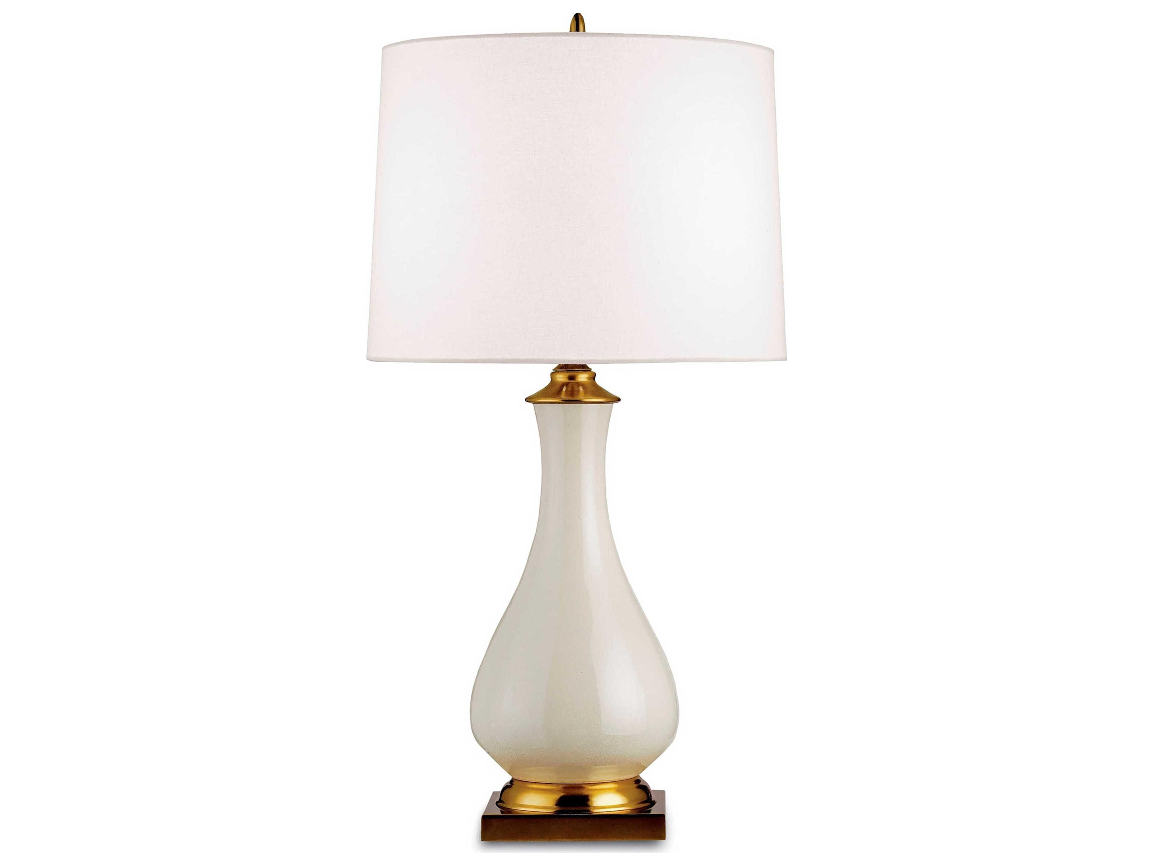 Luxecor Lynton Cream Crackle brass Off White Table Lamp