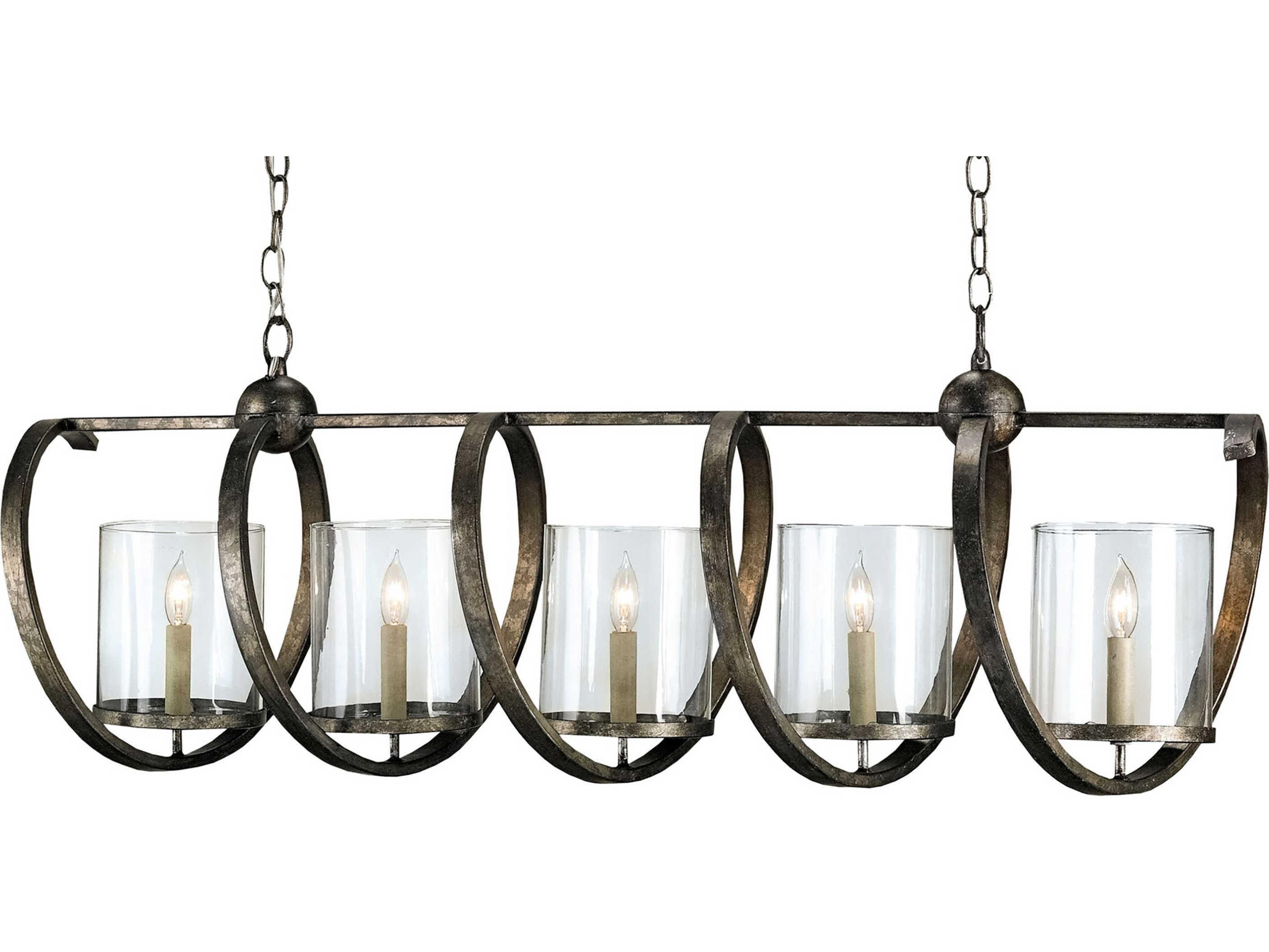 Vistas 5-Light Pyrite Bronze Glass Island Pendant