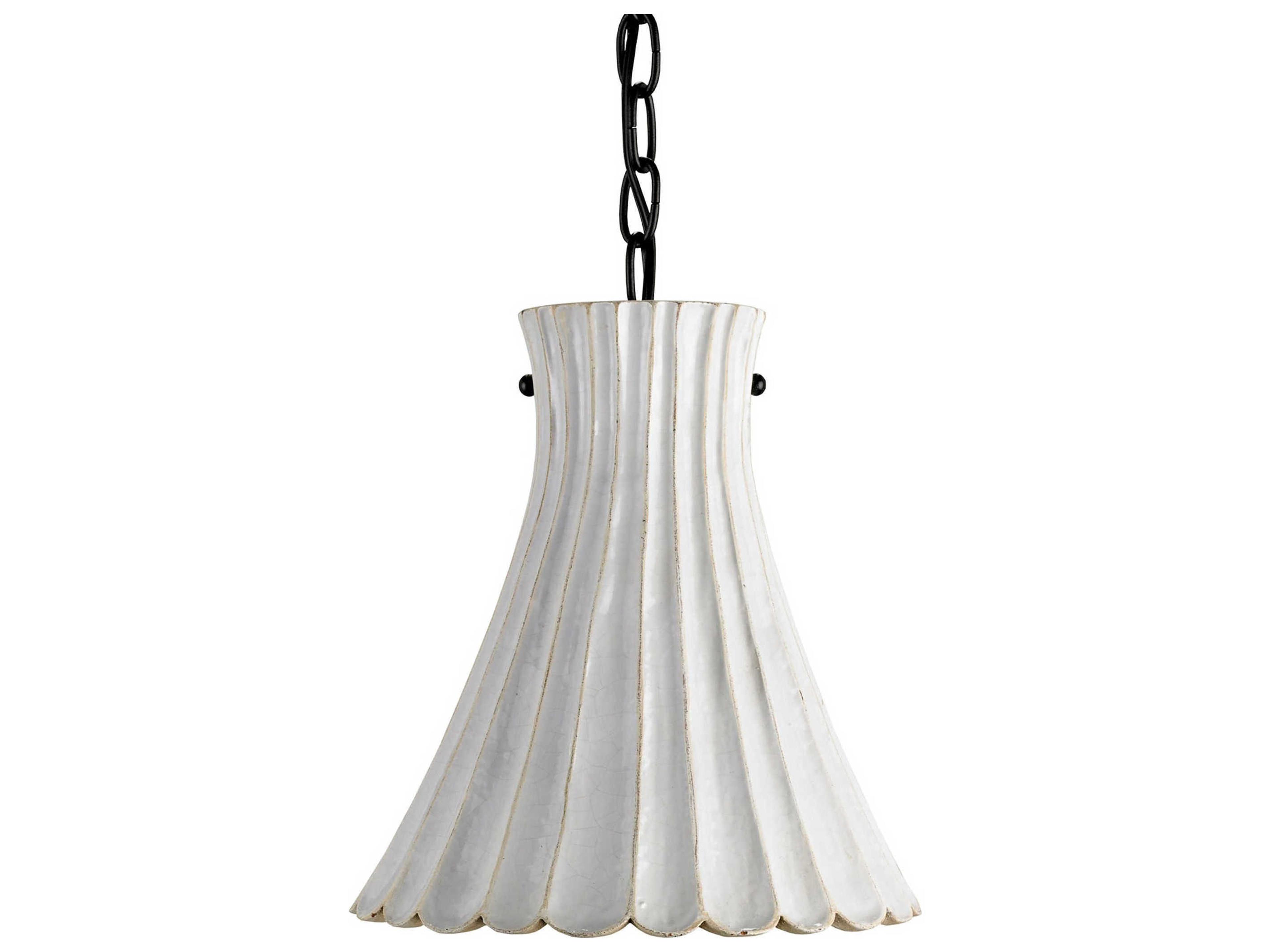 Vistas 1-Light Satin Black white Crackle Empire Mini Pendant