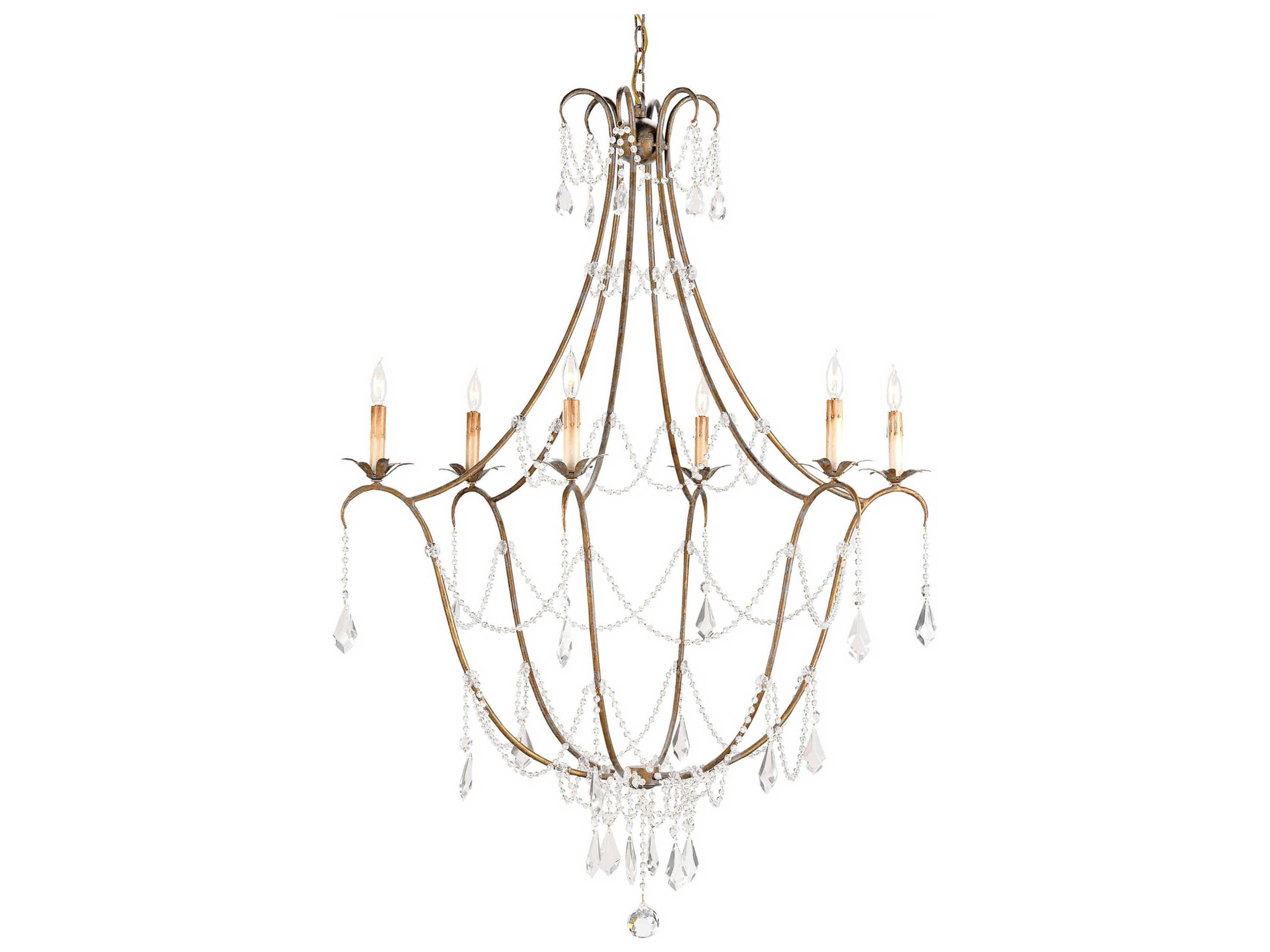 Vistas 6-Light Rhine Gold Crystal Candelabra Chandelier