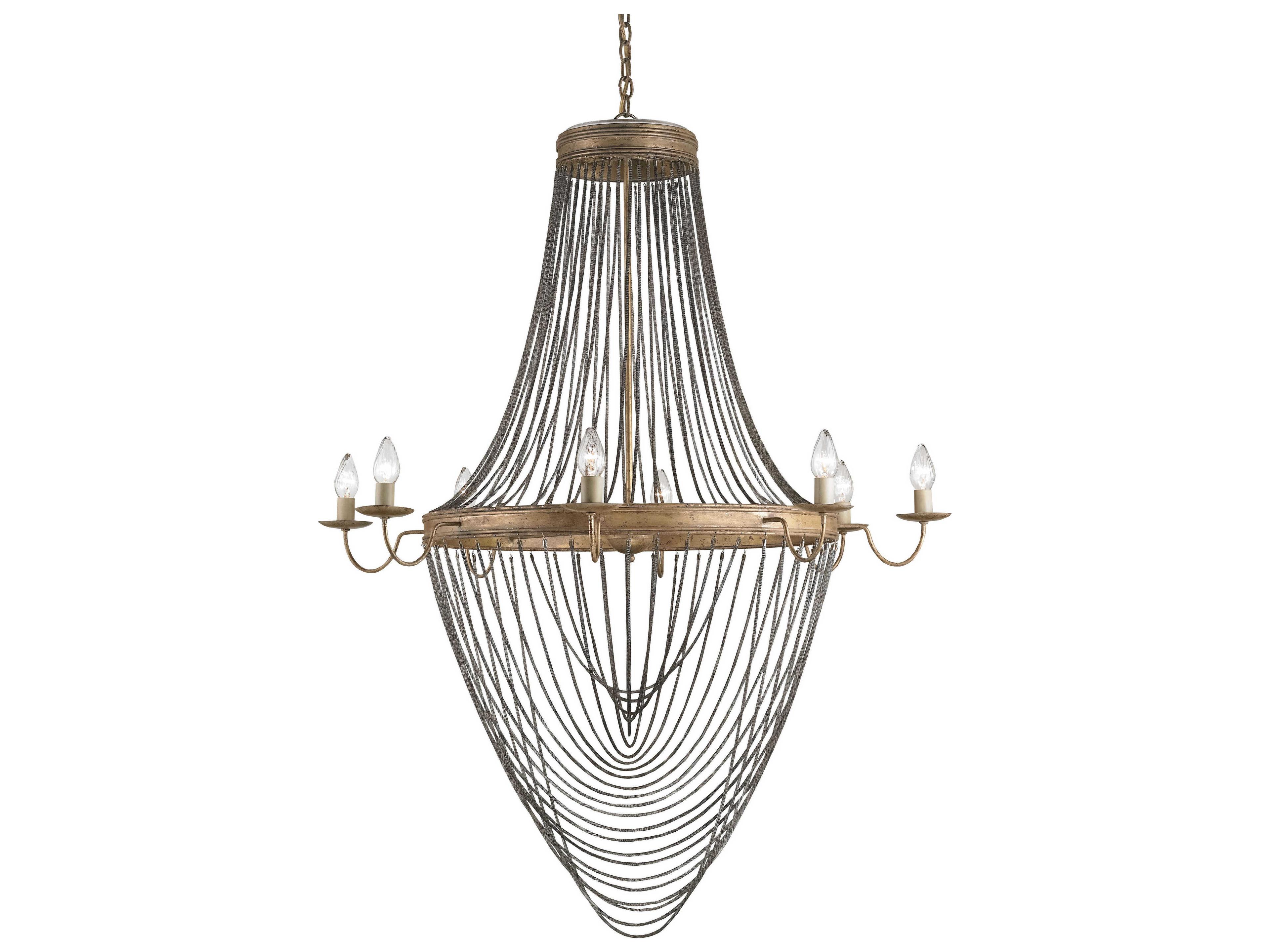 Vistas 8-Light French Gold Leaf antique Wash Silver Candelabra Geometric Chandelier