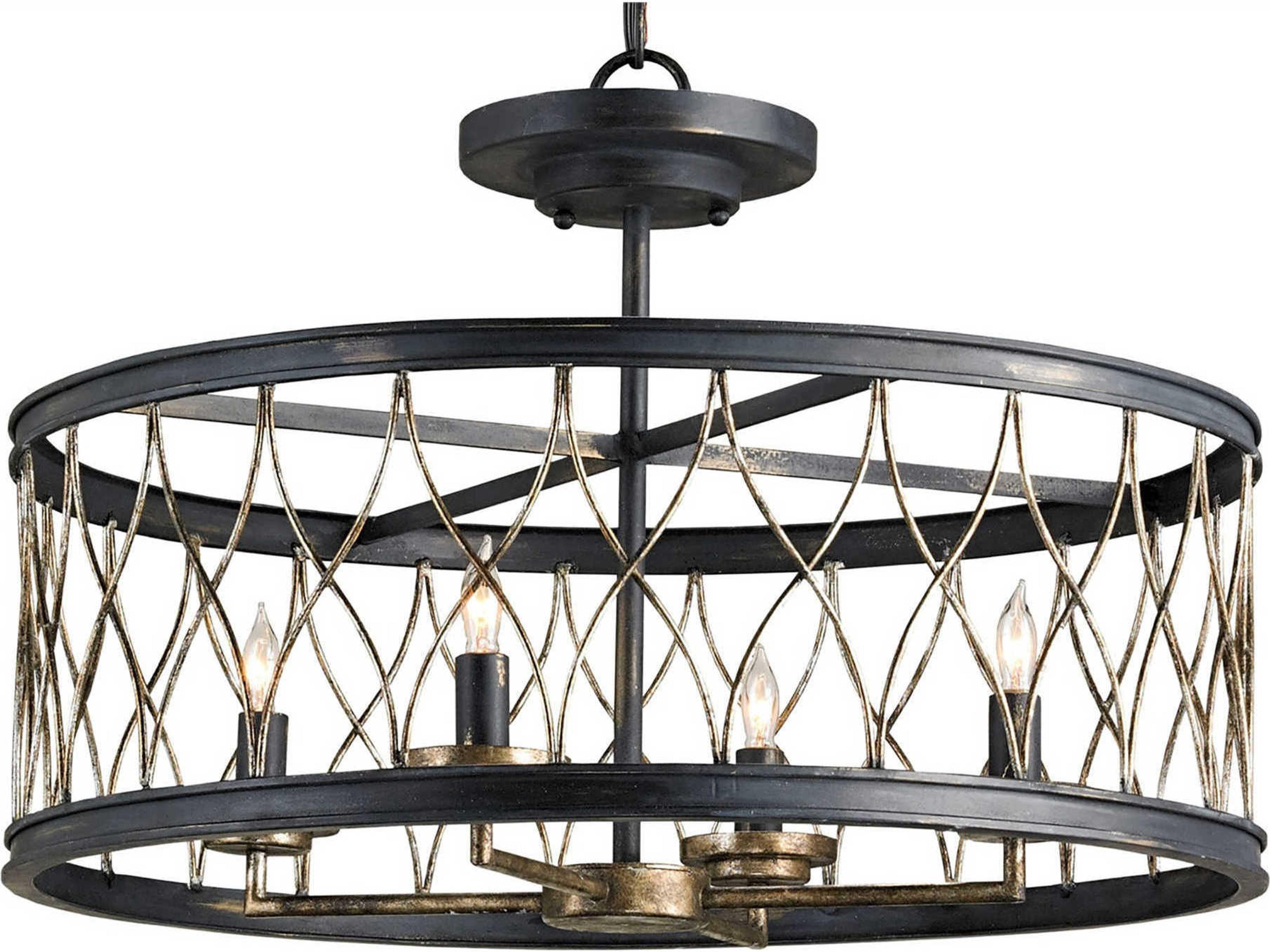 Luxecor Crisscross 4-Light French Black pyrite Bronze Candelabra Drum Chandelier