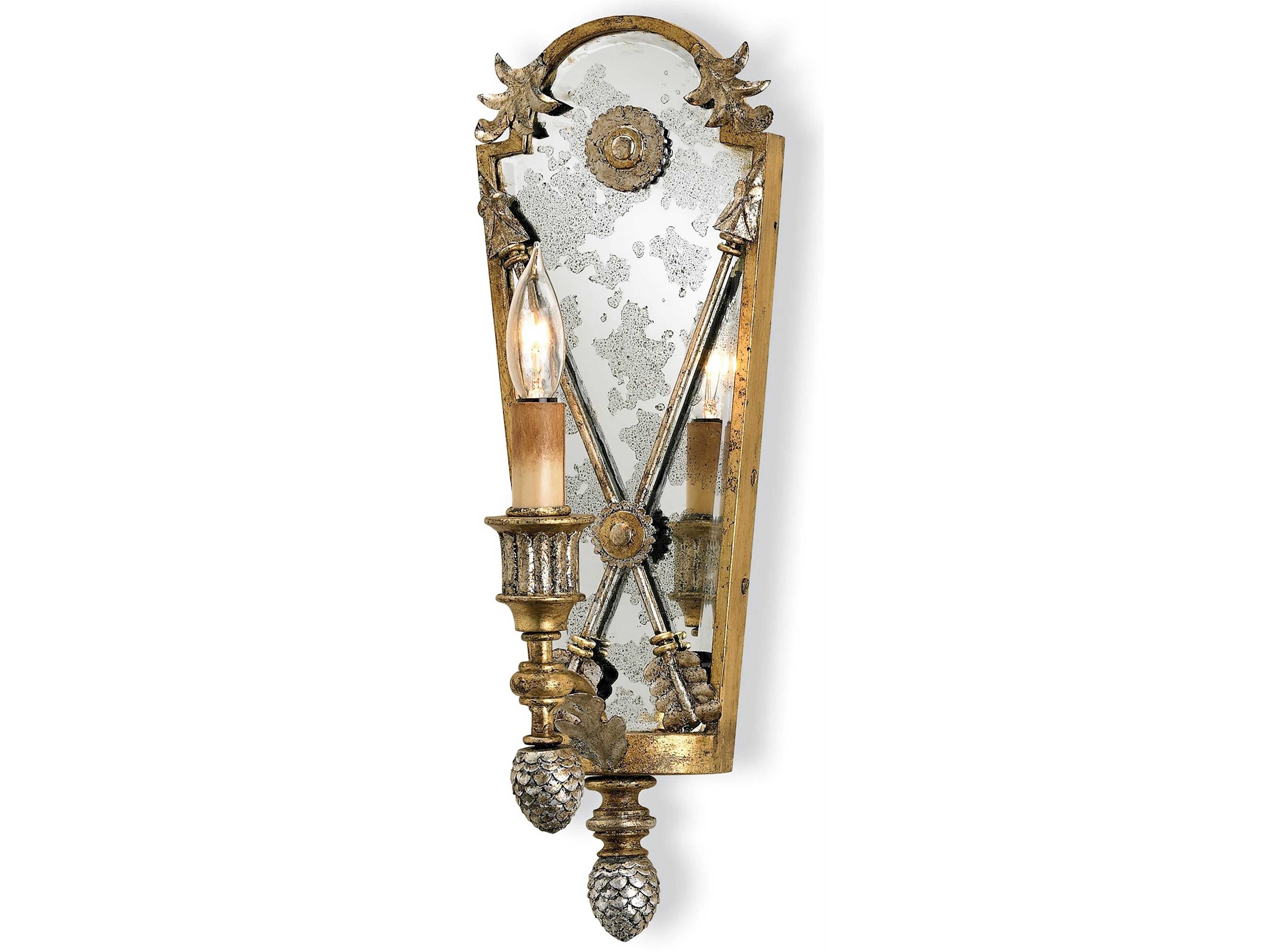 Napoli 1-Light Gold Leaf majestic Silver Wall Sconce